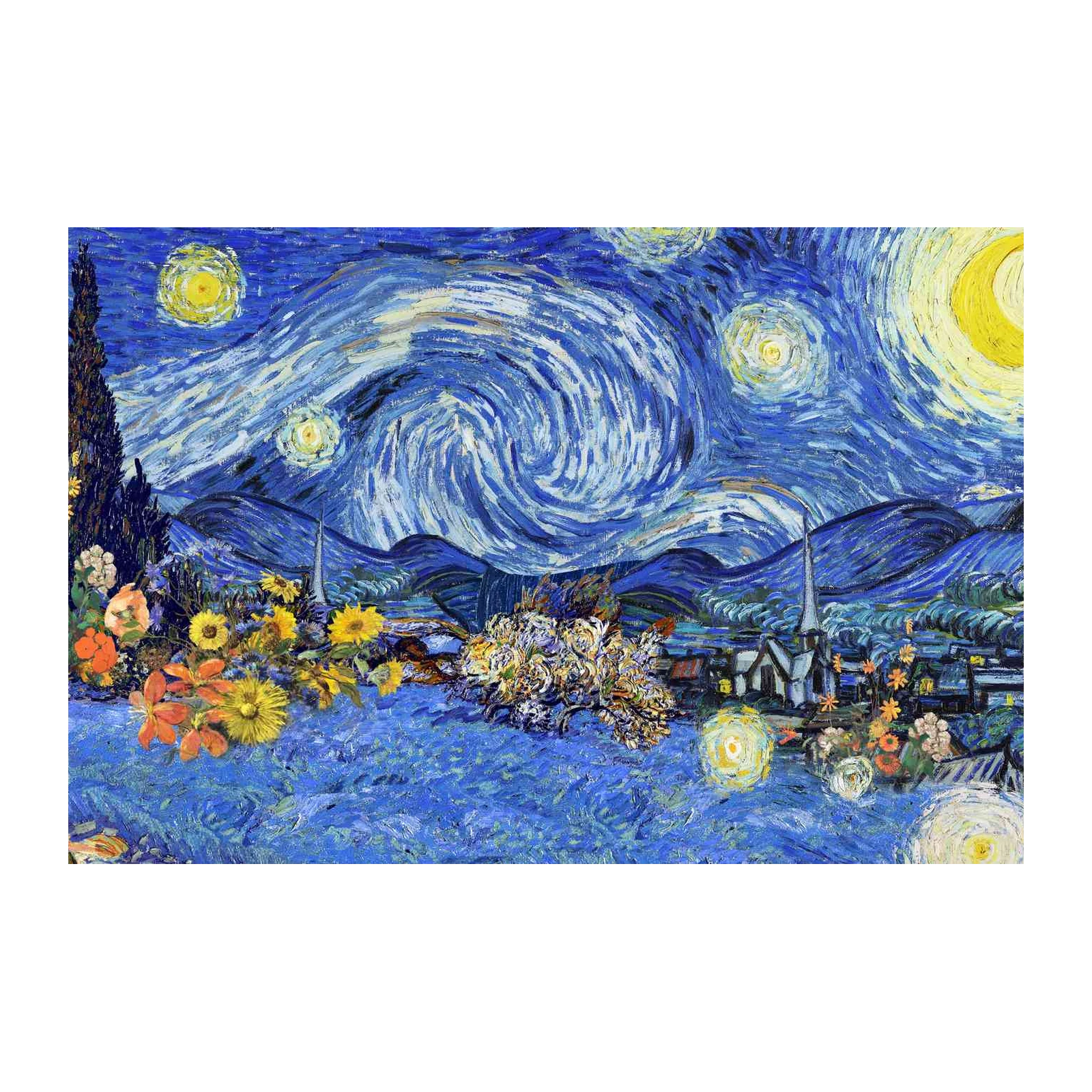 Starry Night Floral Dream Wall Art