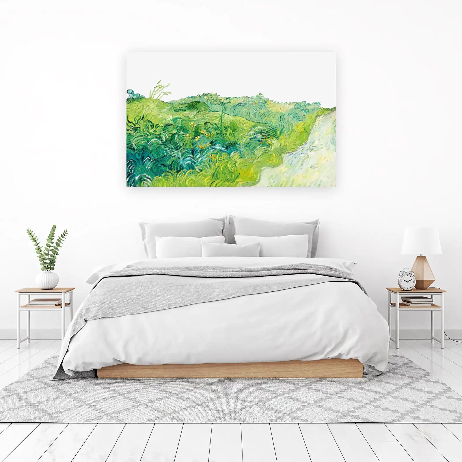 Vibrant Green Field with Yellow Flowers Wall Art