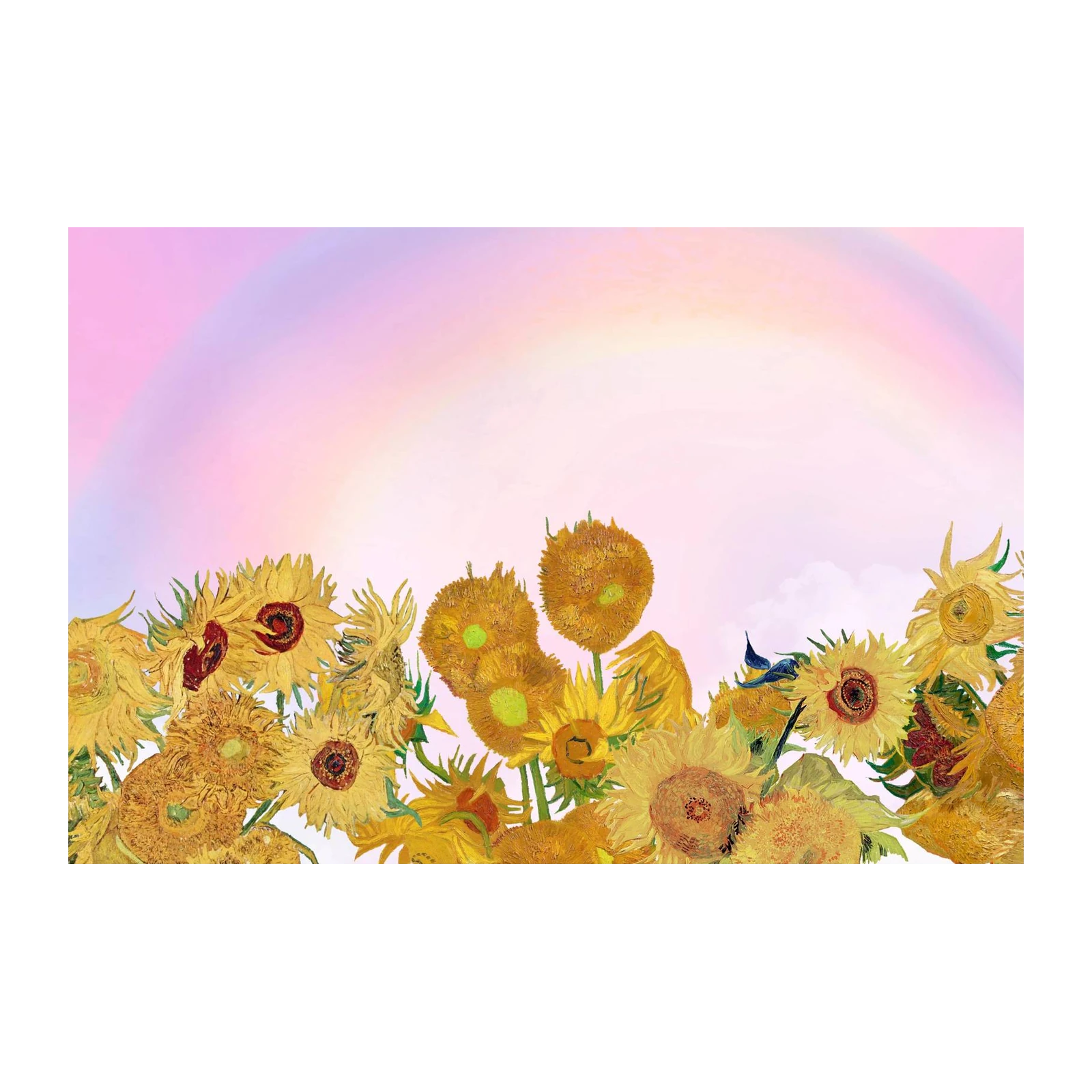 Vibrant Sunflowers with Rainbow Hues Wall Art