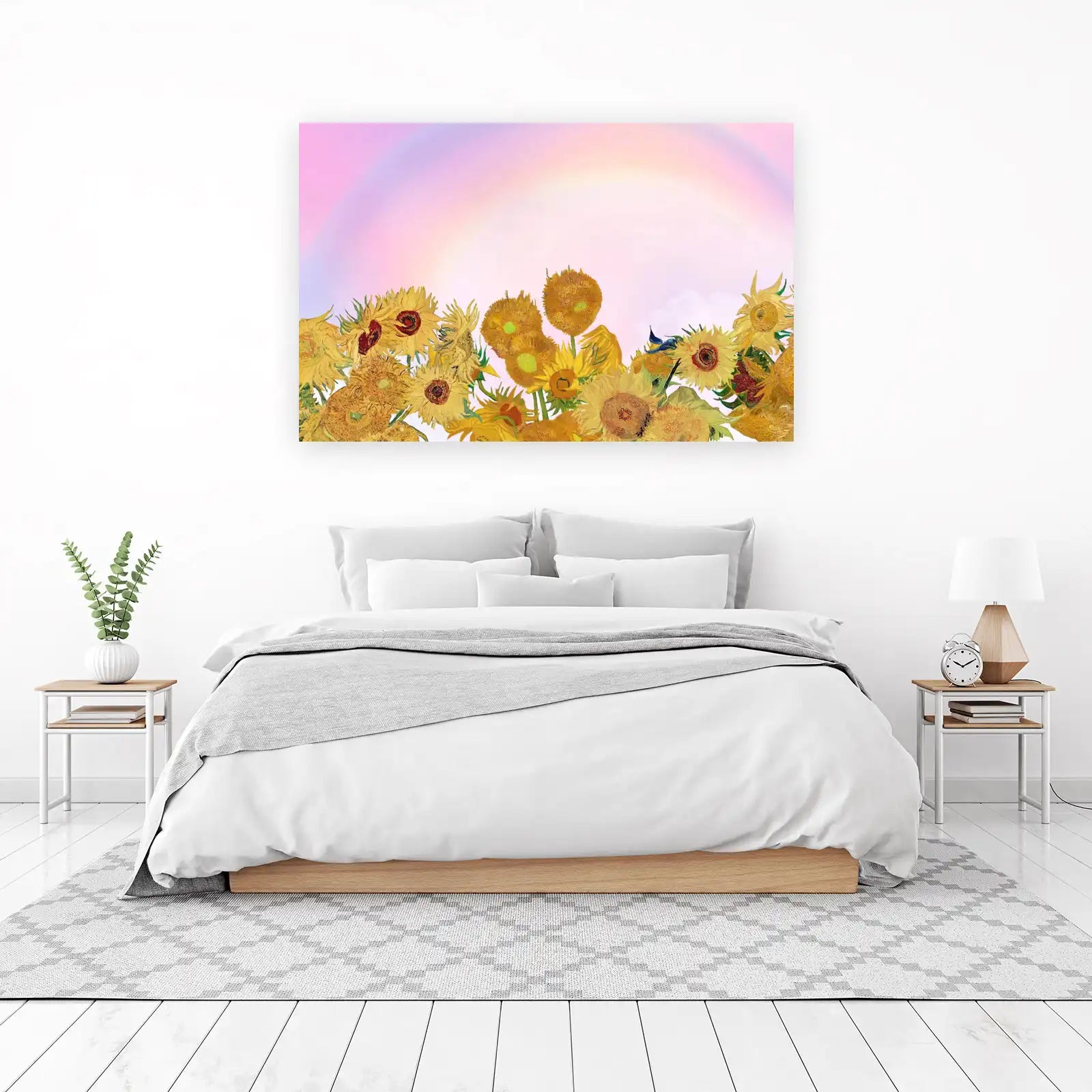 Vibrant Sunflowers with Rainbow Hues Wall Art
