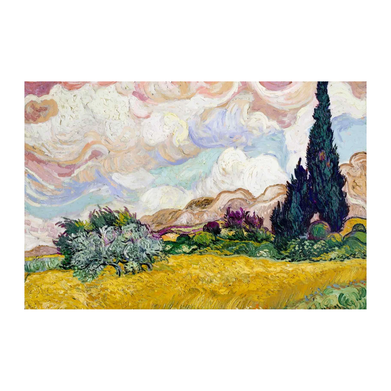 Van Gogh Cypresses & Wheat Field Wall Art