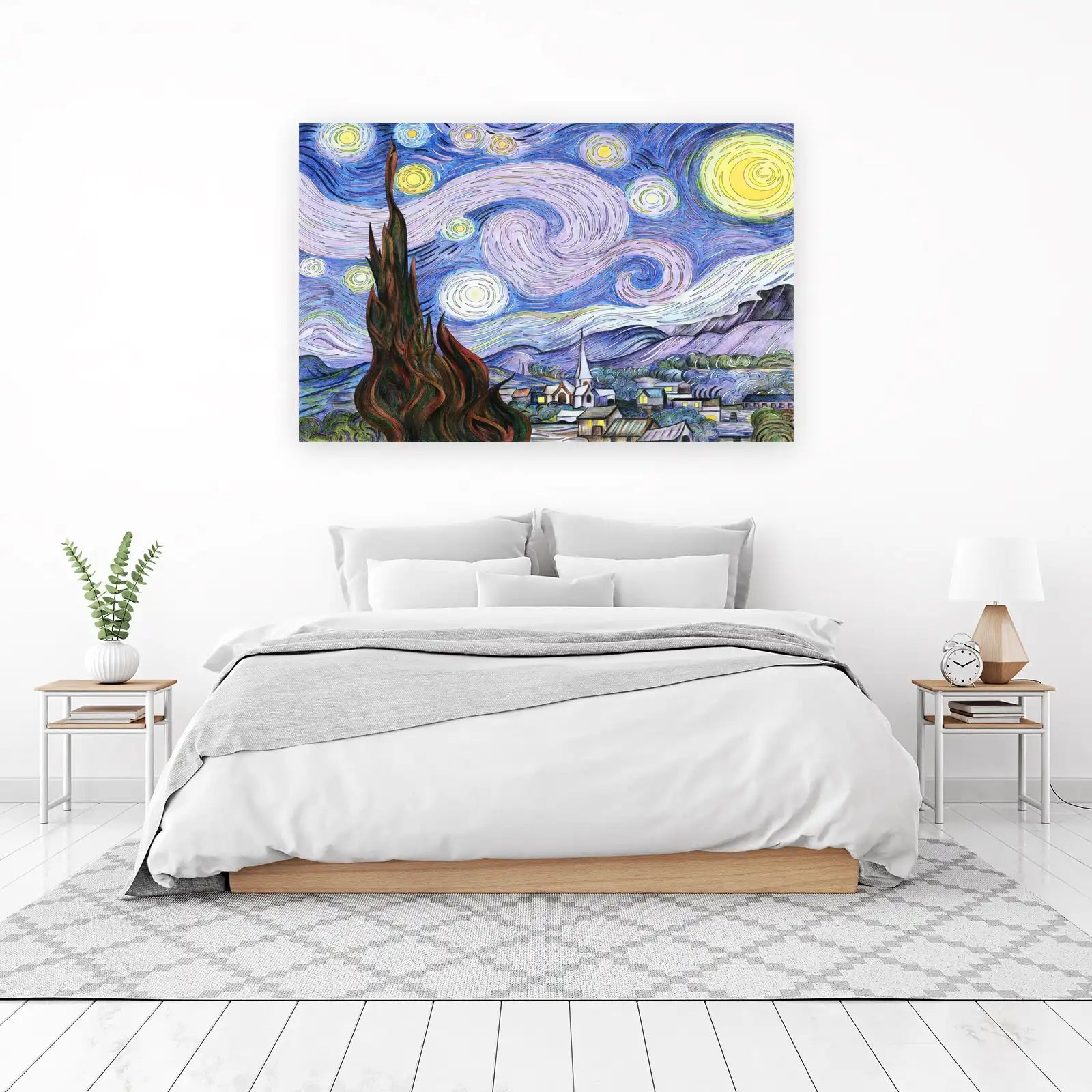 Starry Night Village Wall Art