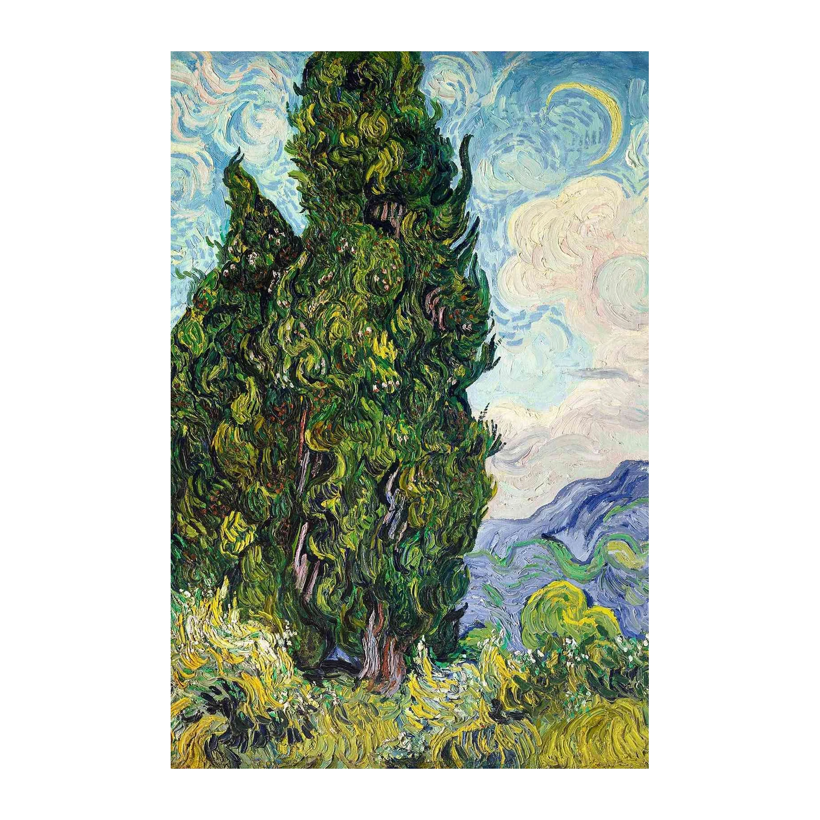 Vincent Van Gogh Cypress Tree Sky Wall Art