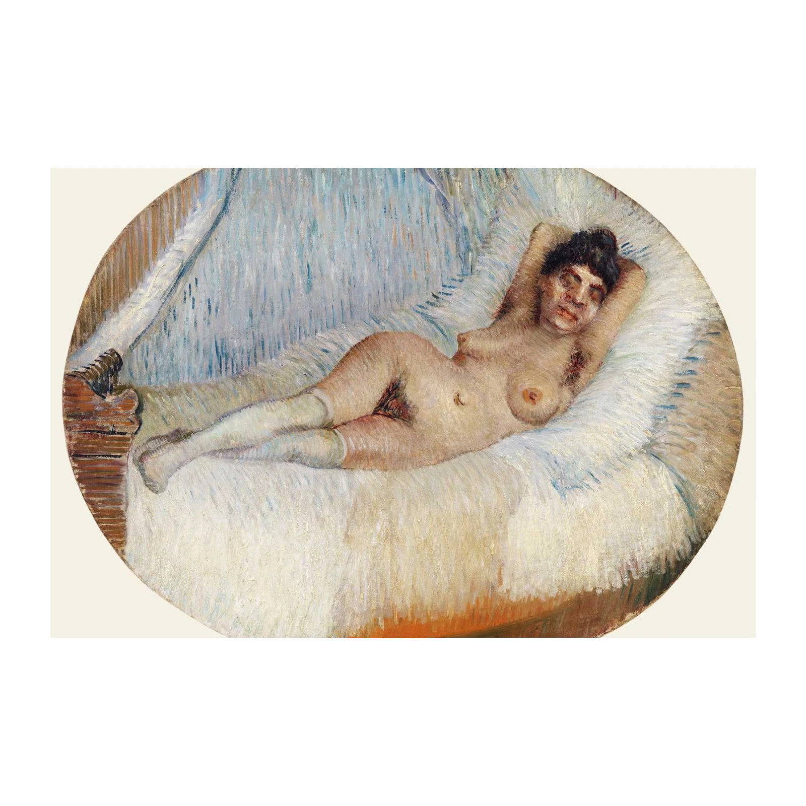Reclining Nude with Vibrant Blue Accents Wall Art