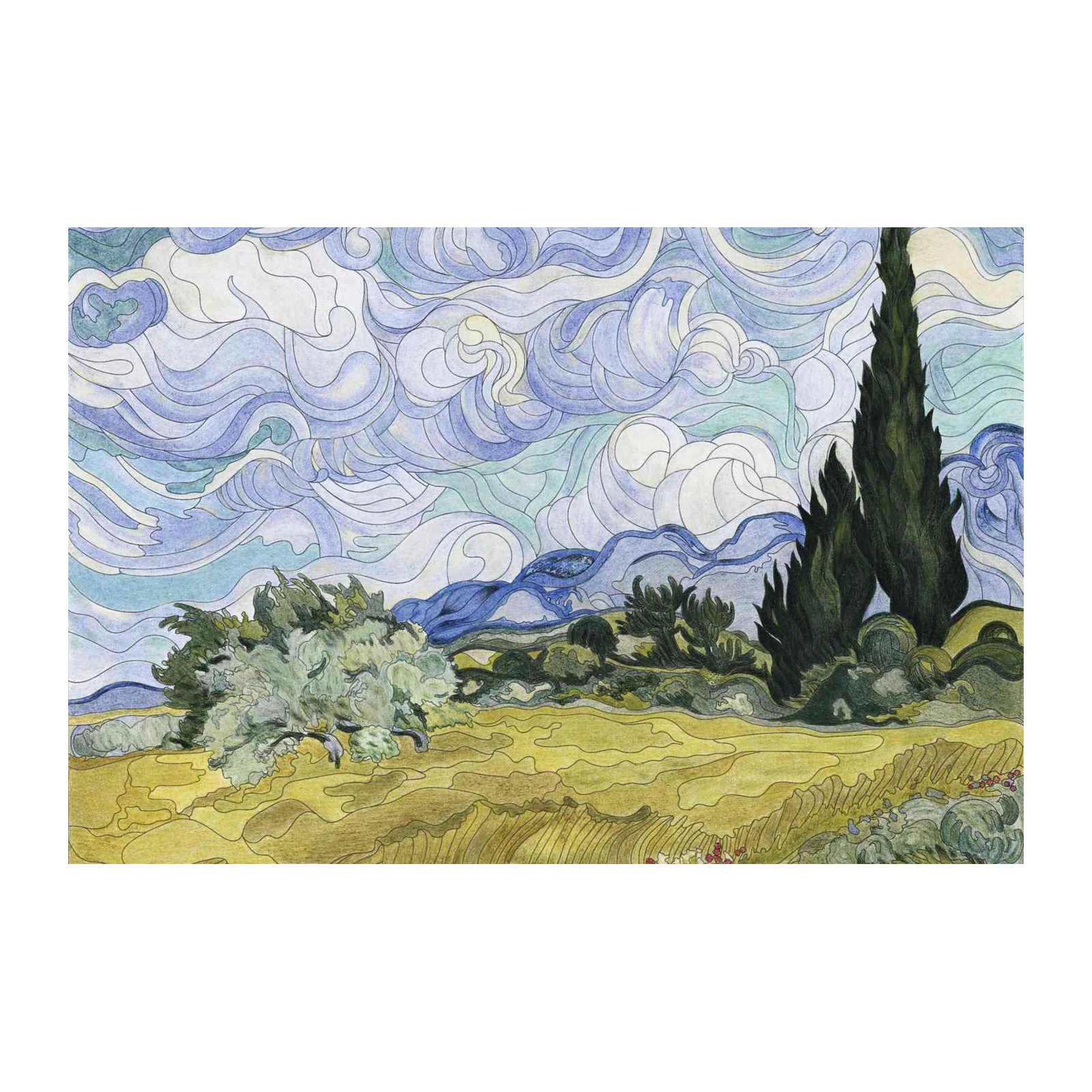 Van Gogh Starry Night Cyprus Landscape Wall Art