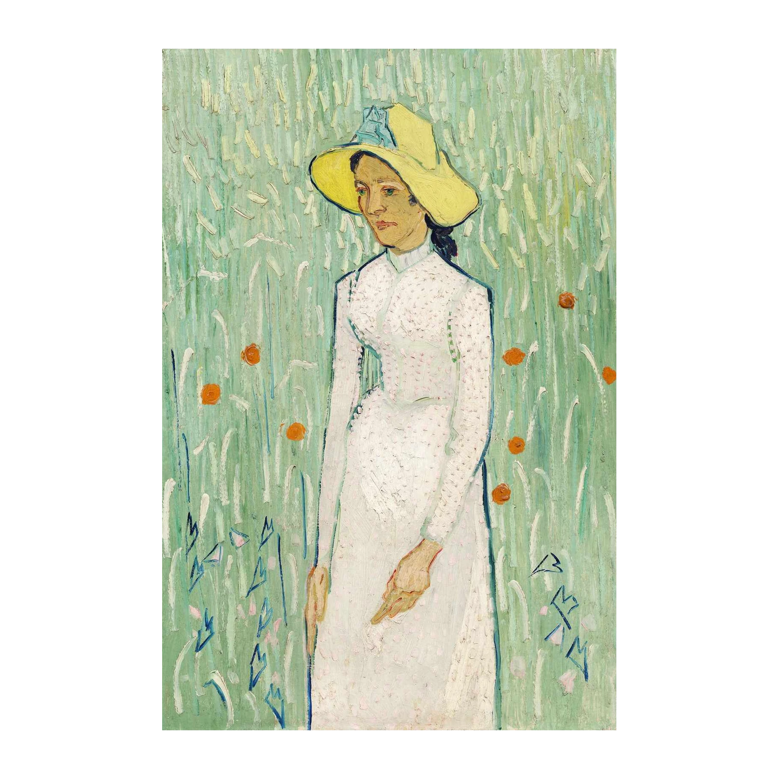 Vincent Van Gogh Countryside Woman Yellow Hat Wall Art