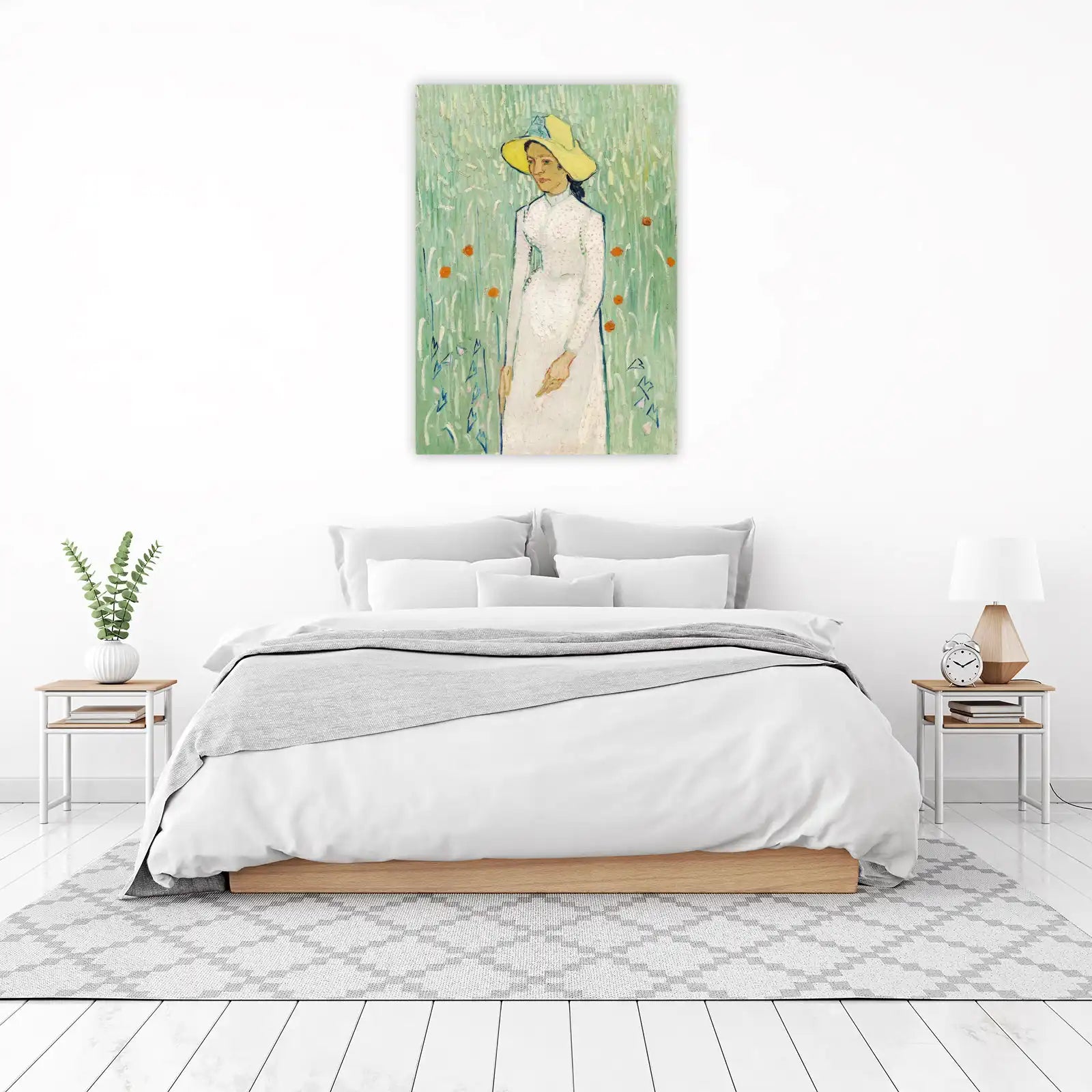 Vincent Van Gogh Countryside Woman Yellow Hat Wall Art