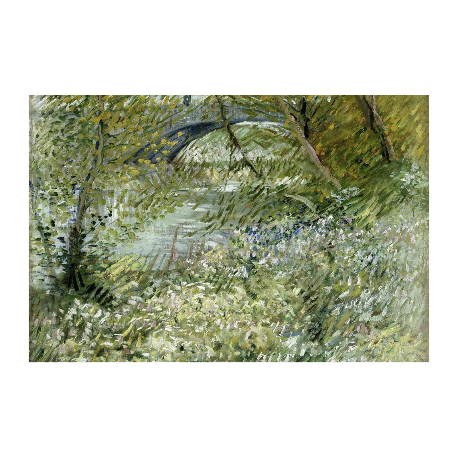 Impressionist Bridge & Wildflowers Wall Art