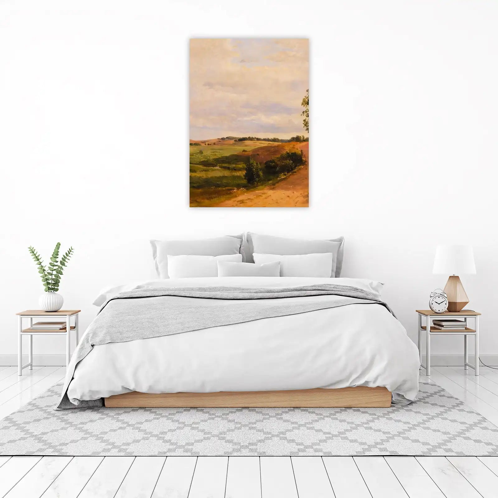 Serene Countryside Landscape Oil Painting Wall Art