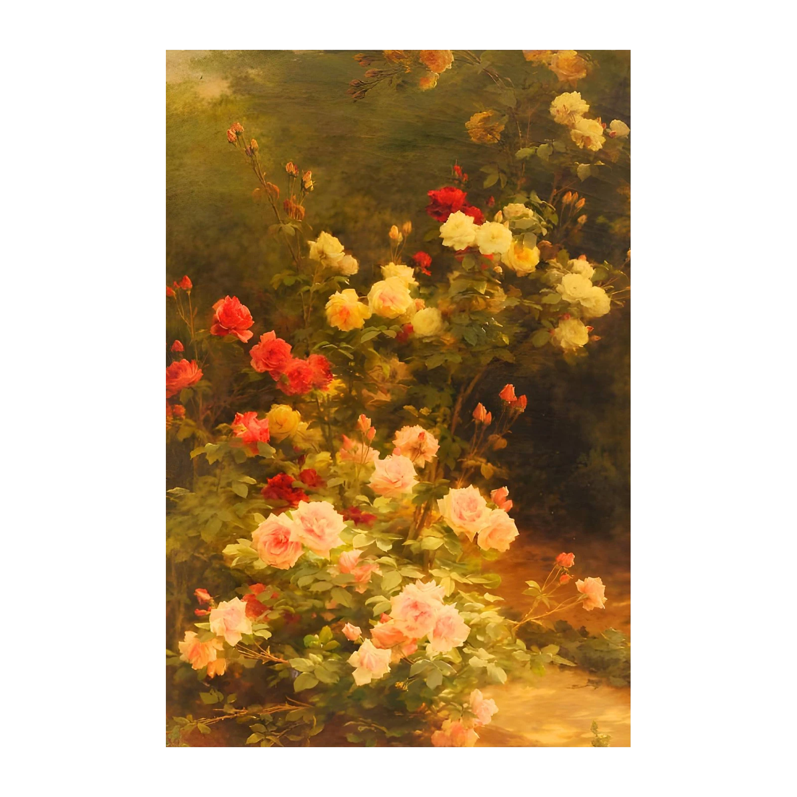 Vintage Rose Garden Floral Wall Art