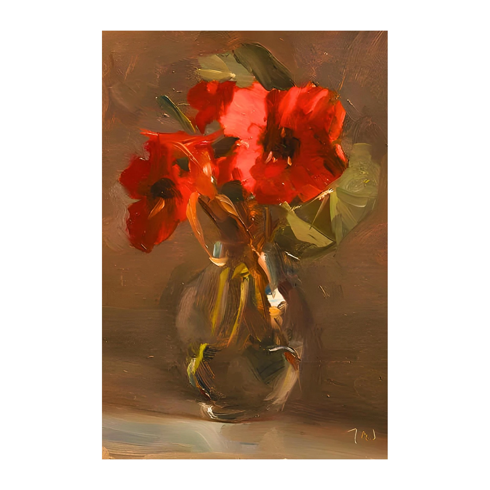 Vibrant Red Floral Still Life Wall Art
