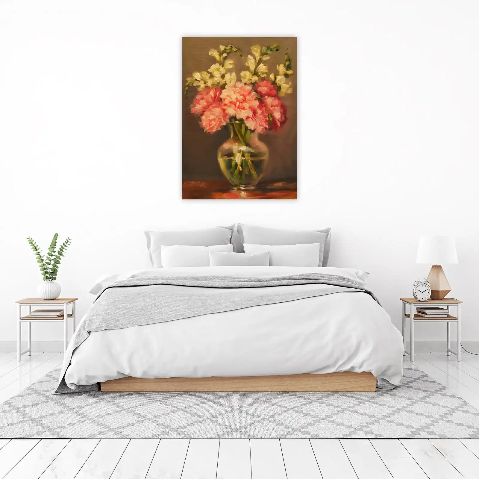 Elegant Pink & White Floral Still Life Wall Art