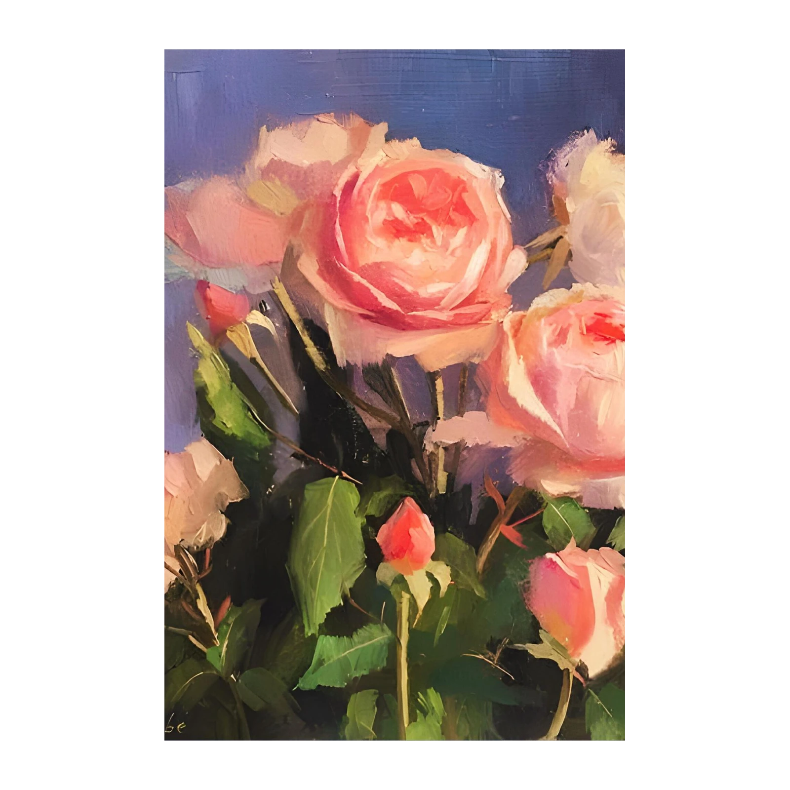 Blush Roses Still Life Oil Painting Wall Art