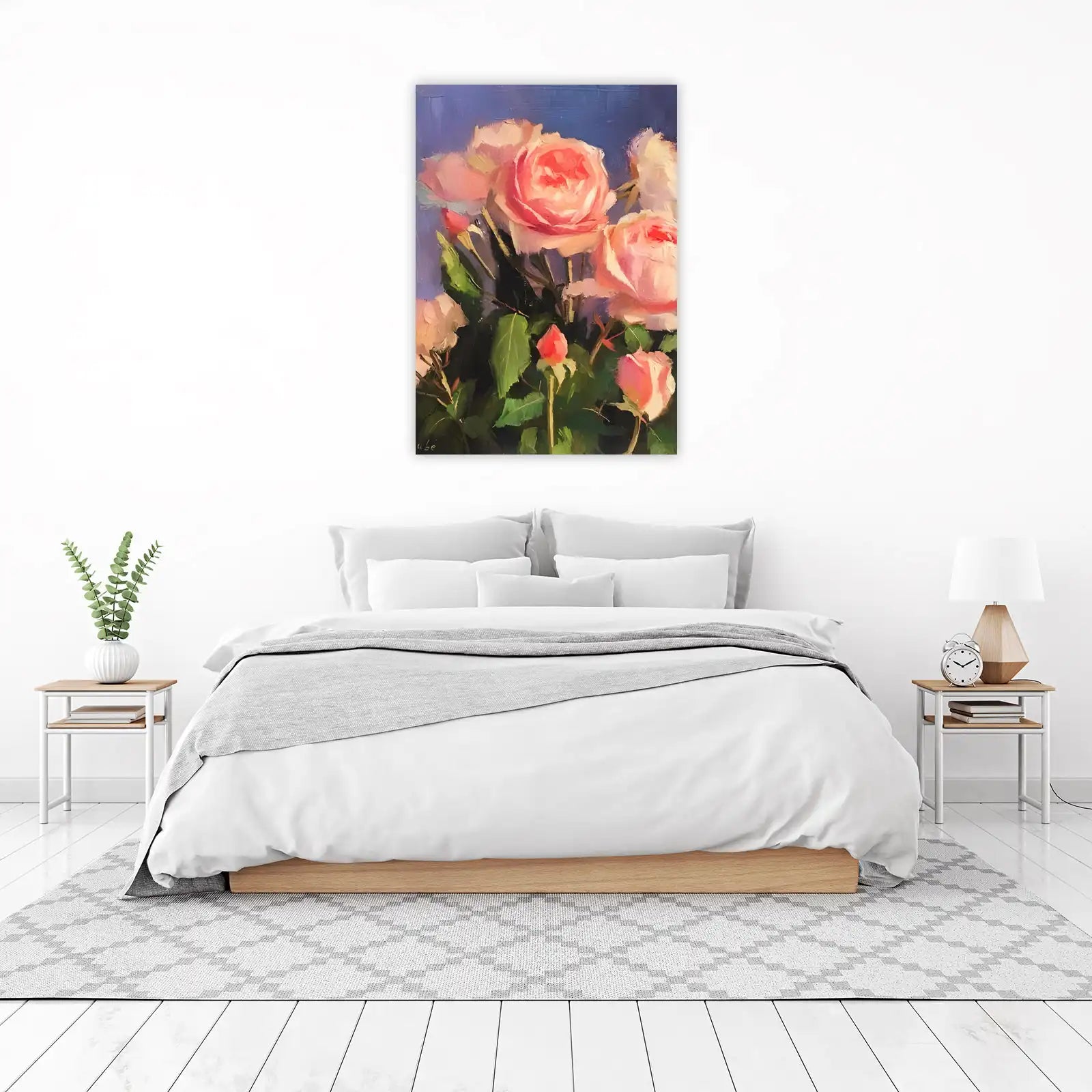 Blush Roses Still Life Oil Painting Wall Art