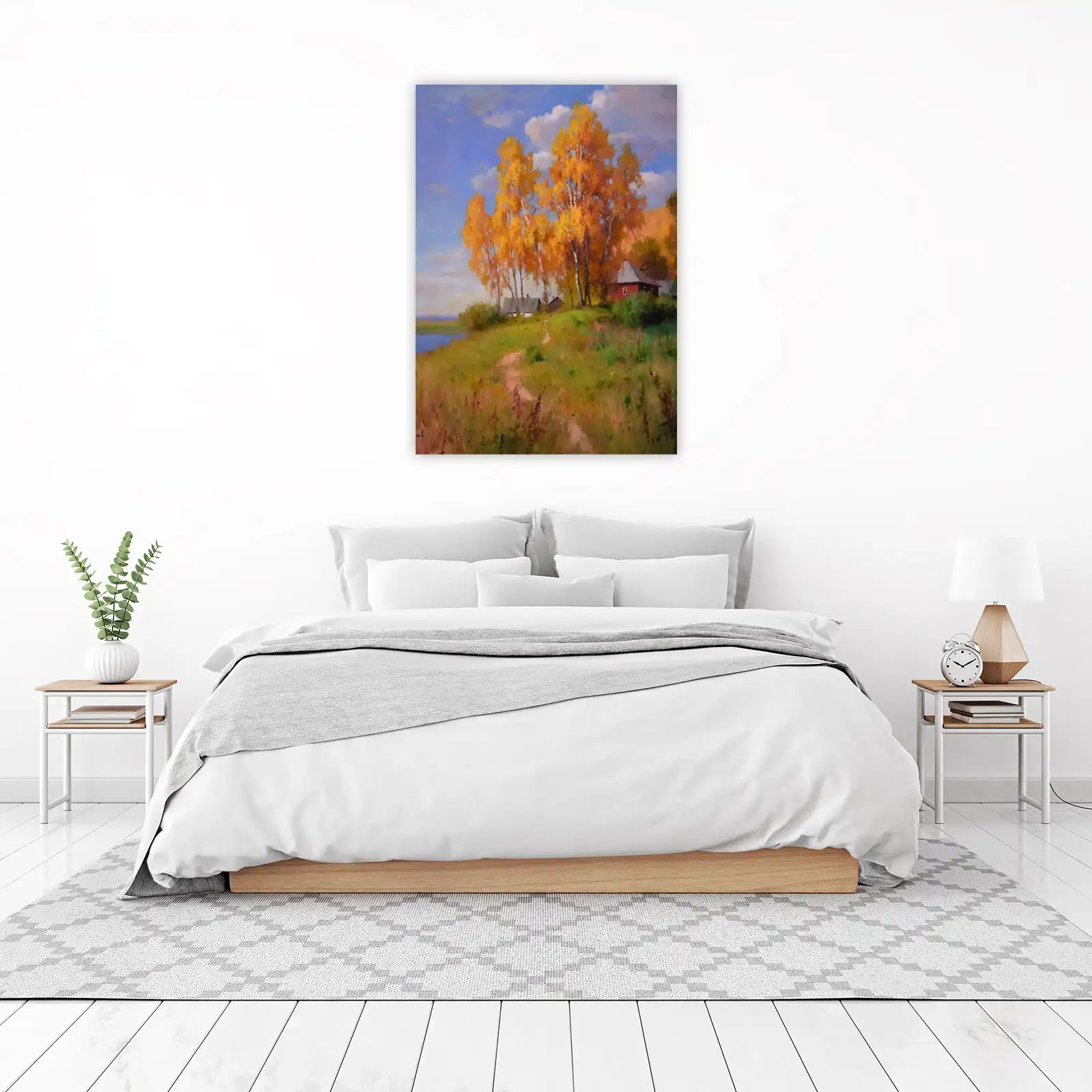 Autumn Birches & Village Wall Art