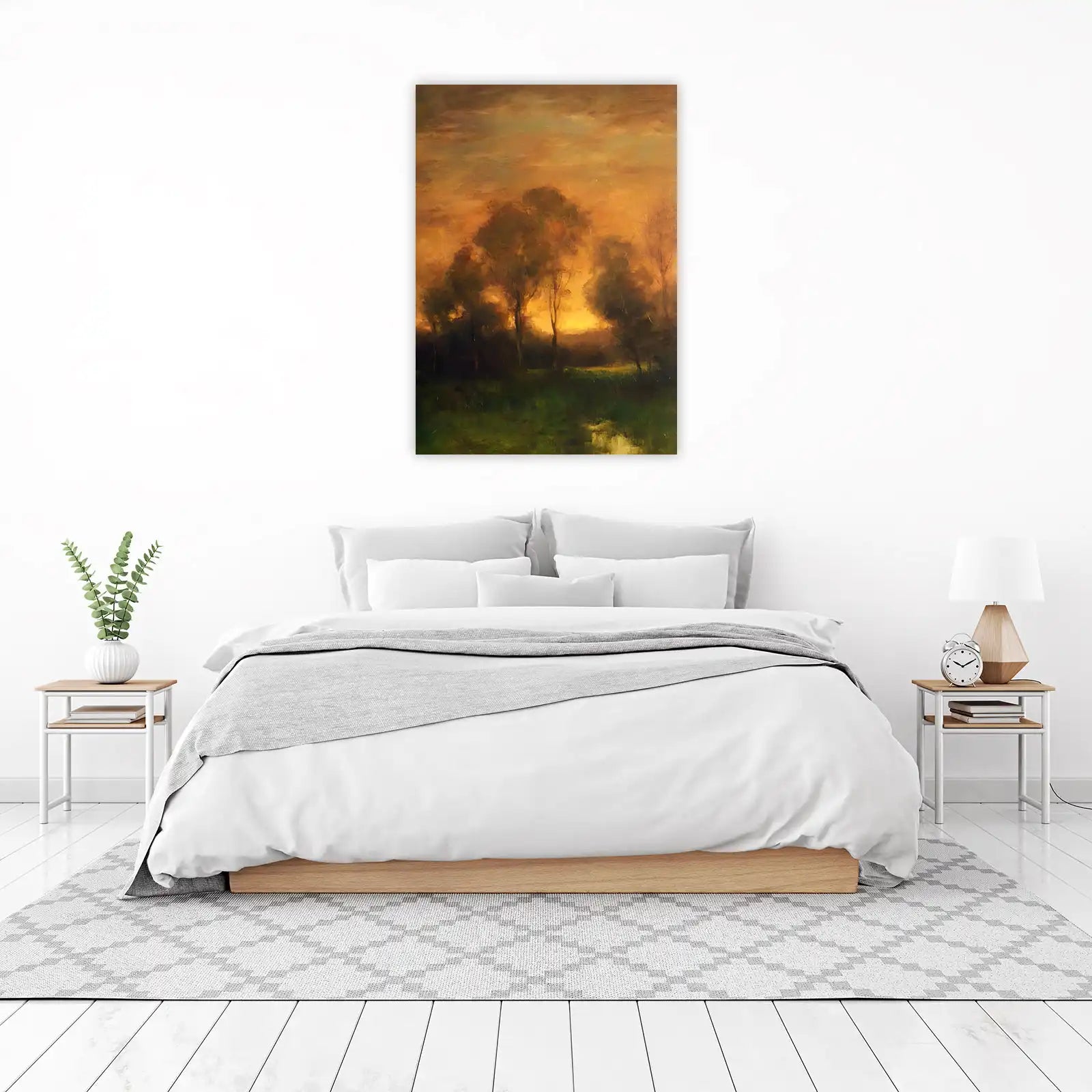 Golden Sunset Forest Landscape Wall Art