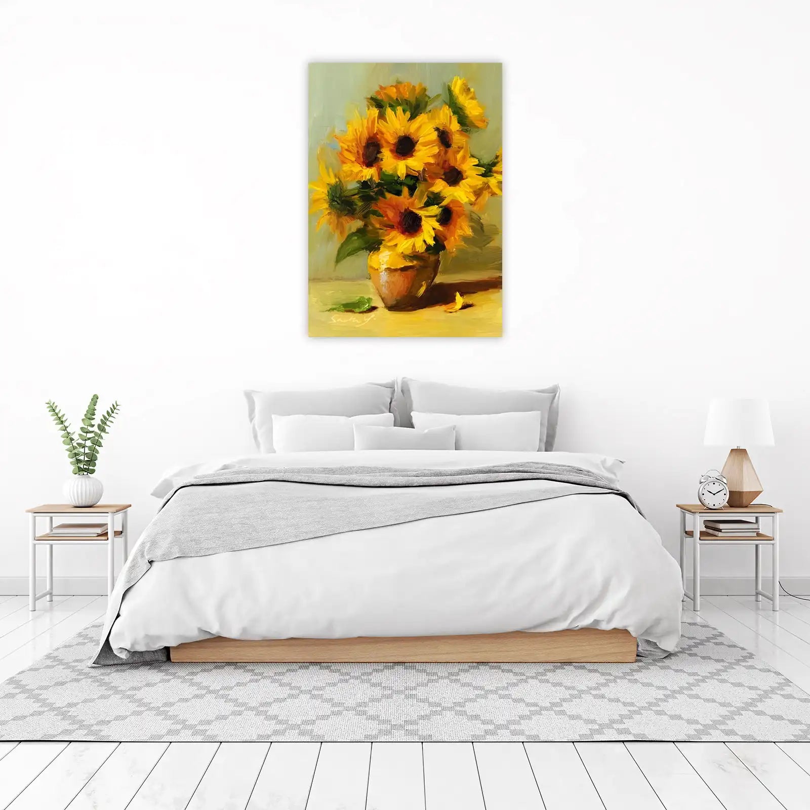 Vibrant Sunflowers Still Life Oil Painting Wall Art