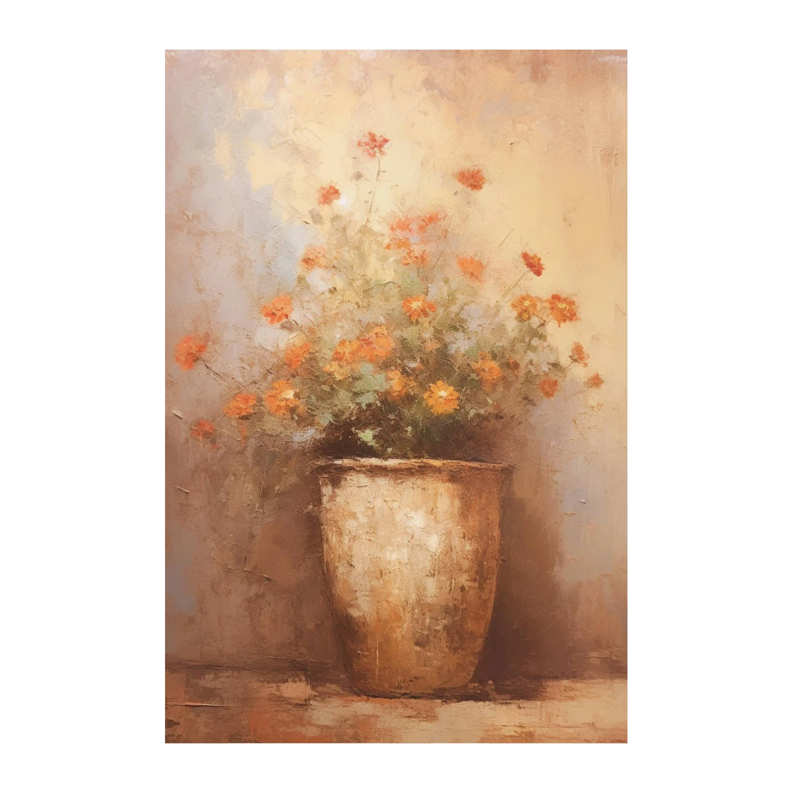 Vibrant Orange Floral Pot Wall Art