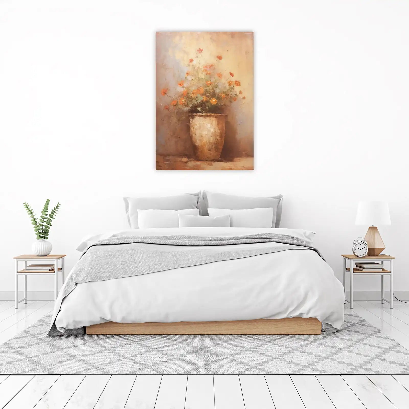 Vibrant Orange Floral Pot Wall Art