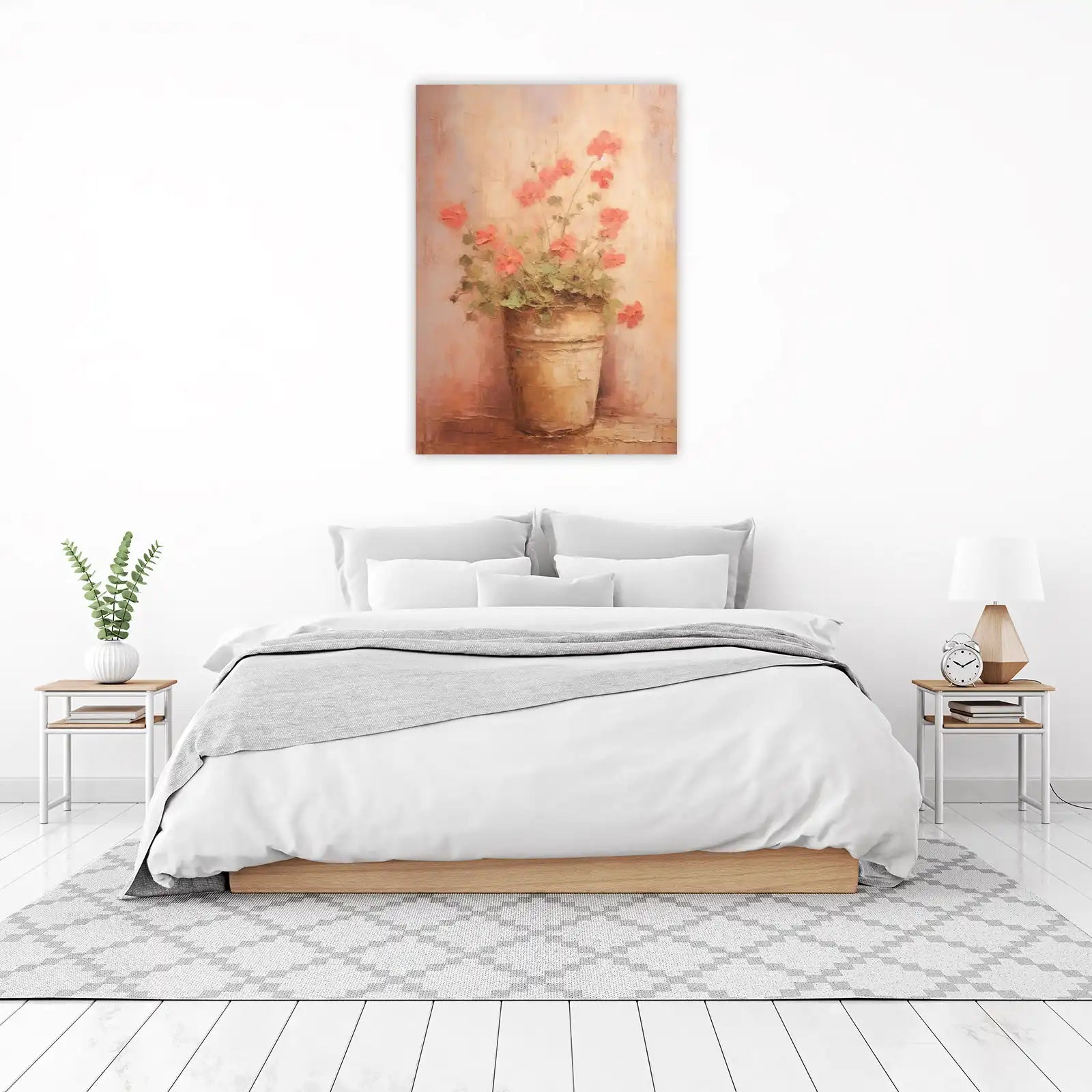 Vintage Pink Geranium Pot Wall Art