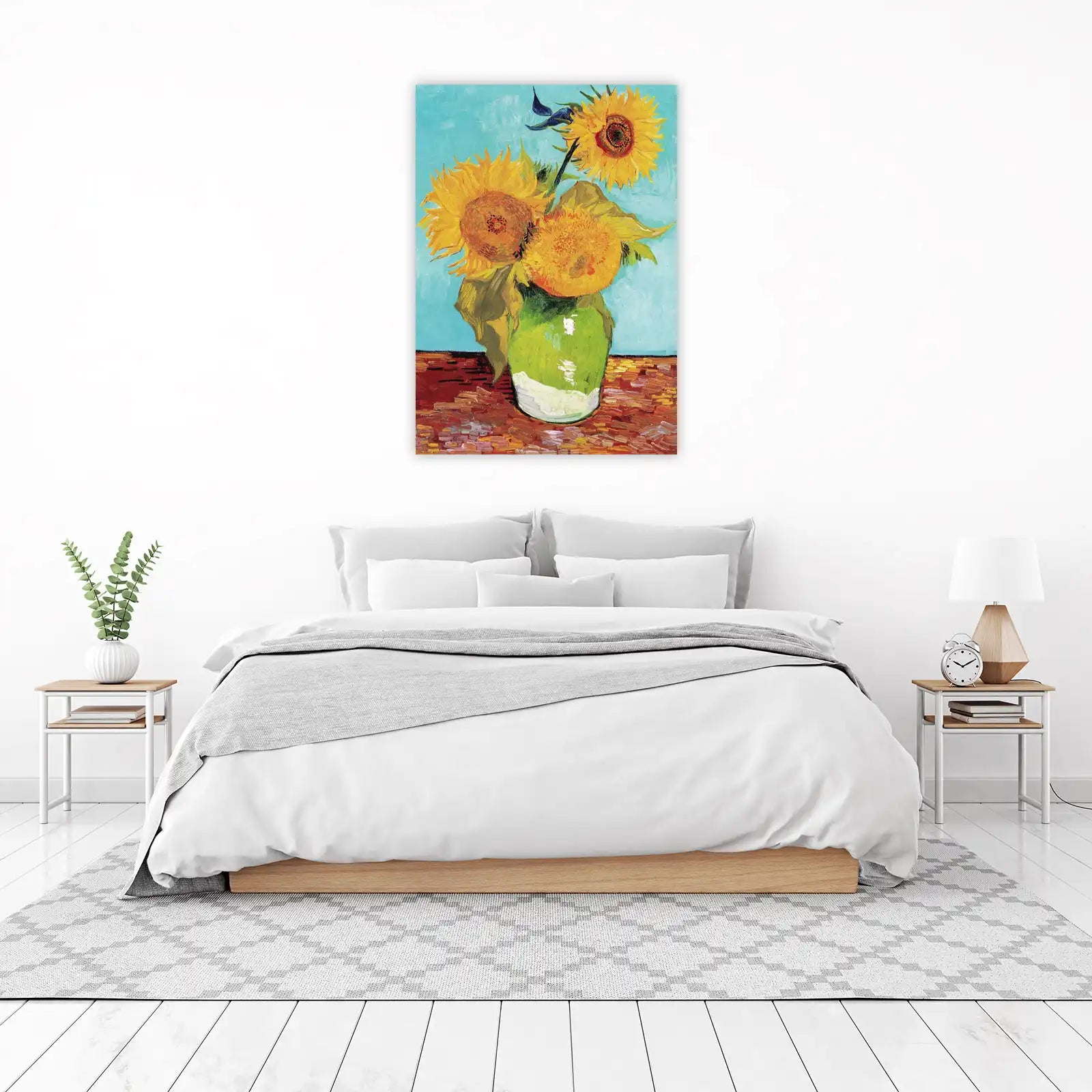 Vibrant Sunflowers in Green Vase Wall Art