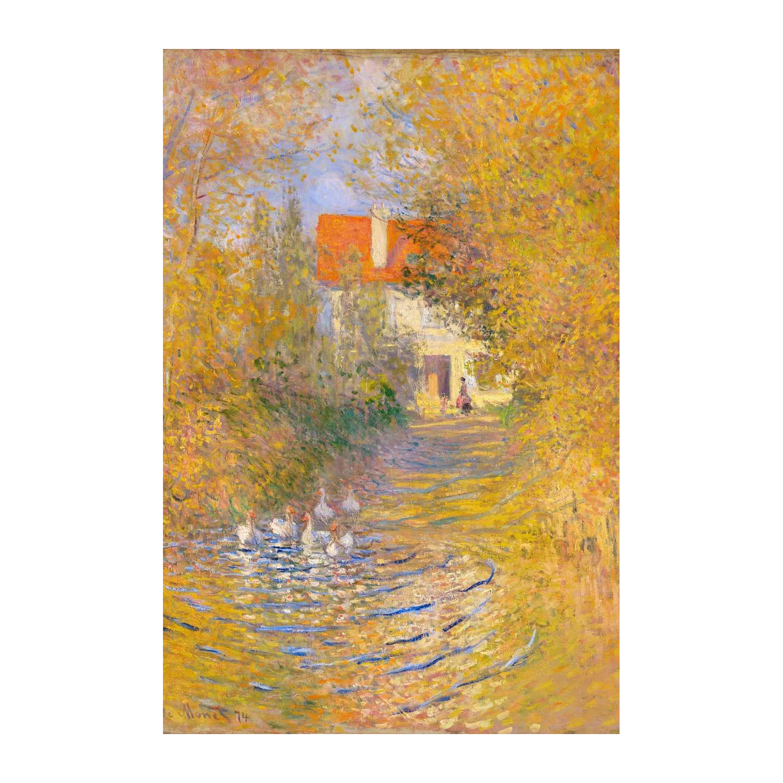 Golden Autumn Geese Wall Art - Serene Landscape