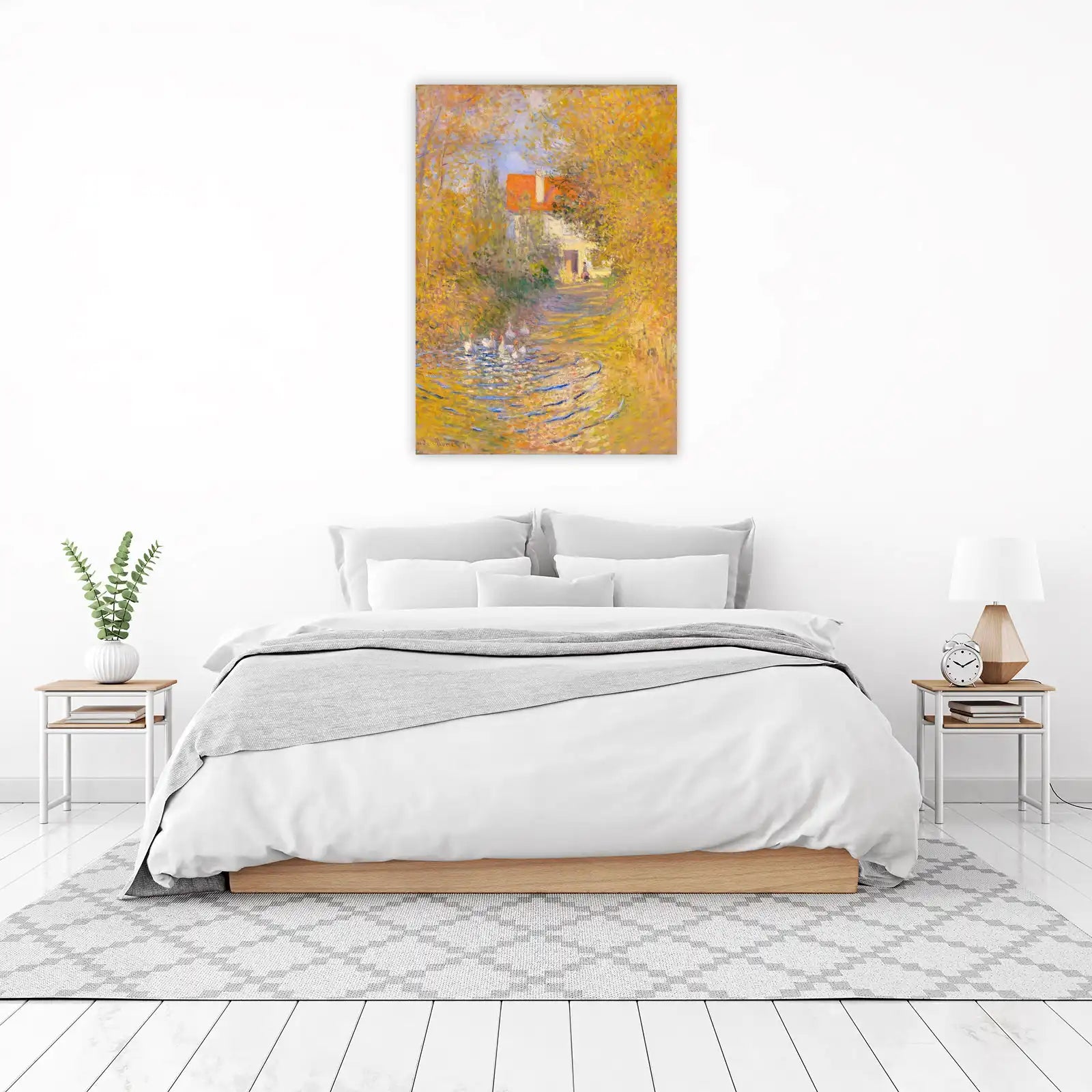 Golden Autumn Geese Wall Art - Serene Landscape