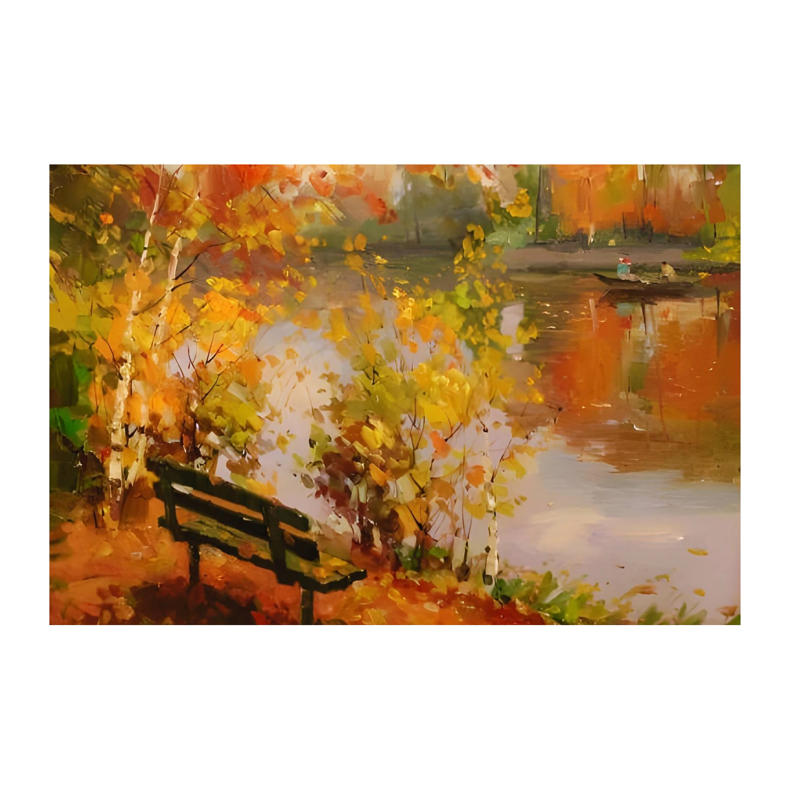 Serene Autumn Park Bench Wall Art