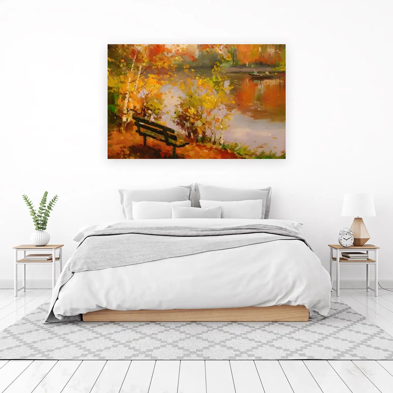 Serene Autumn Park Bench Wall Art