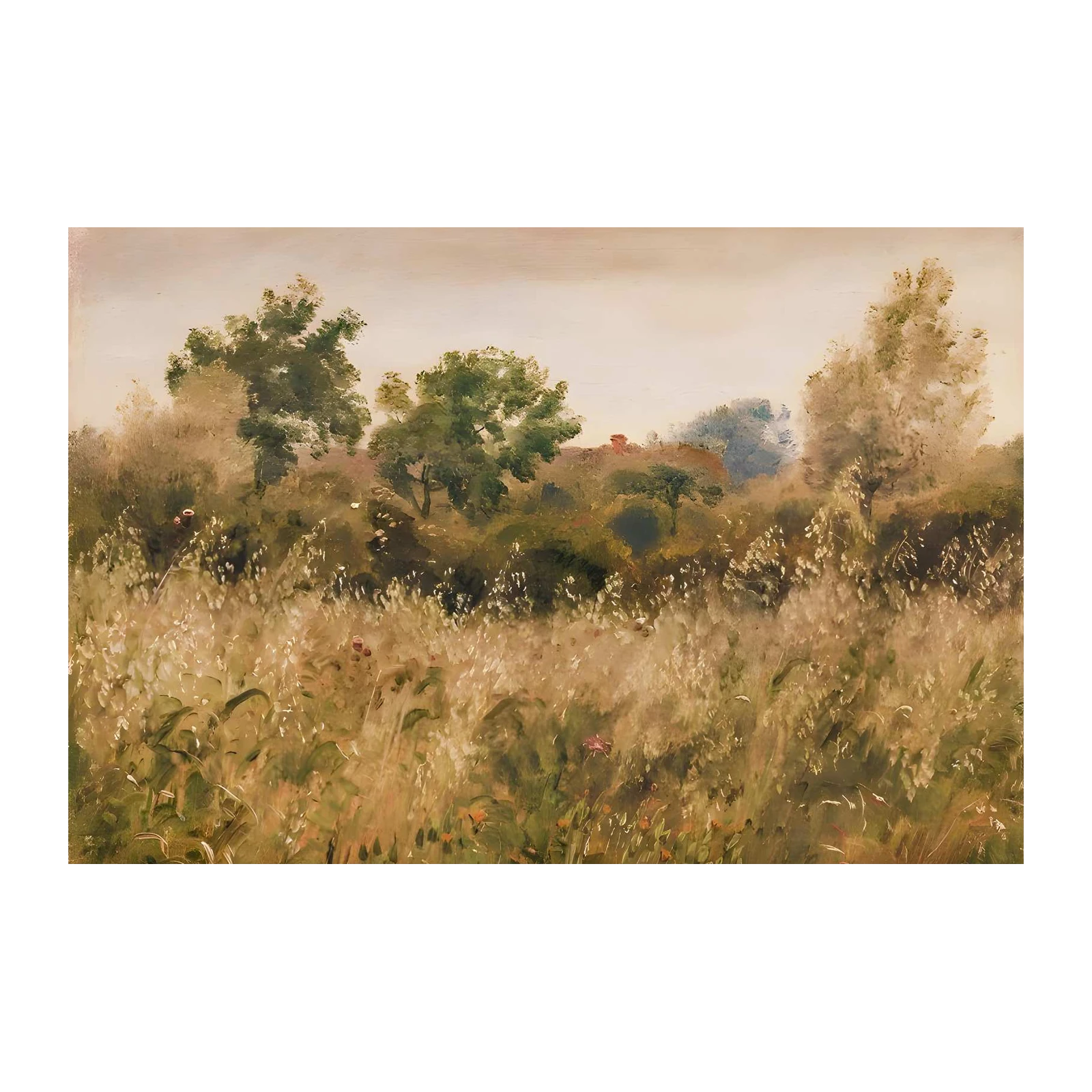 Golden Meadow Serenity Landscape Wall Art