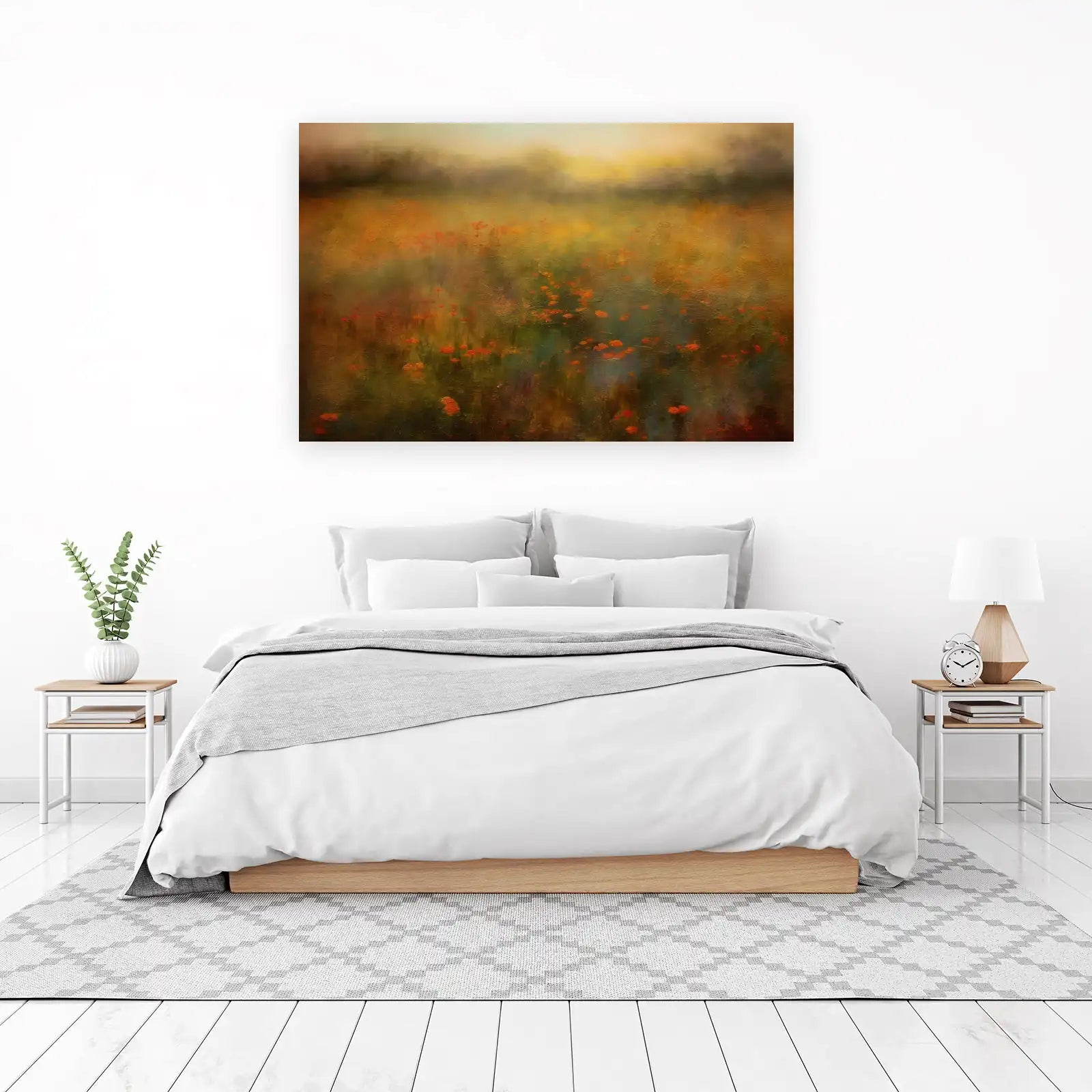 Misty Poppy Field Impressionist Wall Art