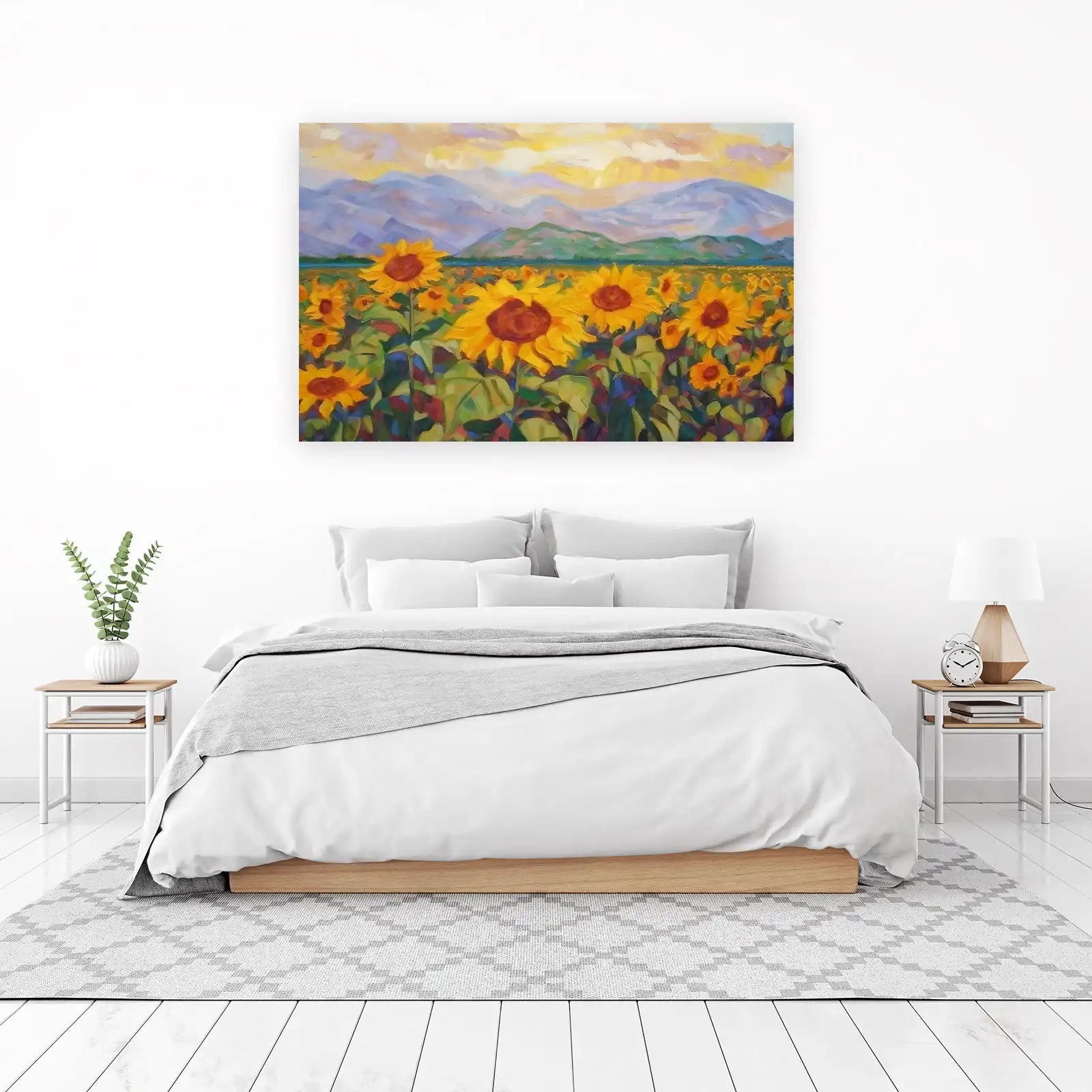 Vibrant Sunflower Field Landscape Wall Art