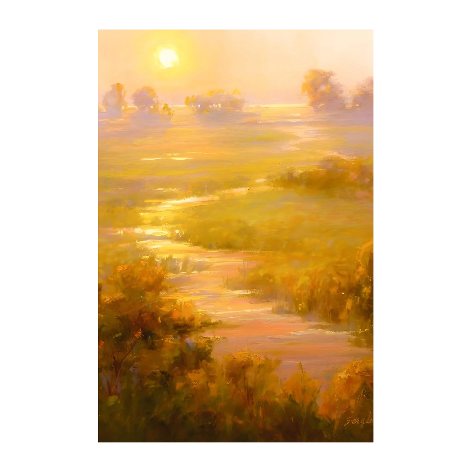 Golden Sunrise Landscape Wall Art