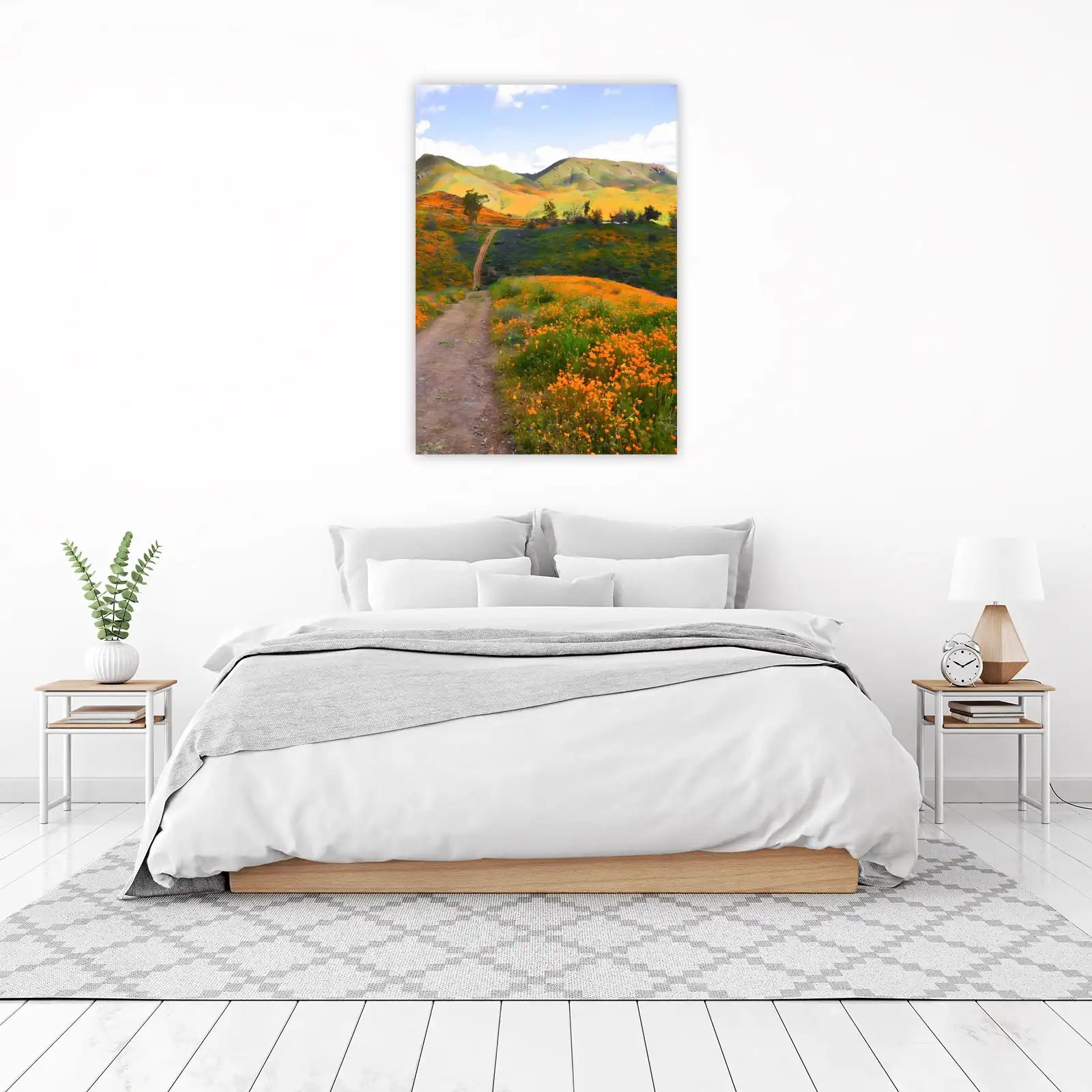 Vibrant Poppy Field Trail Wall Art