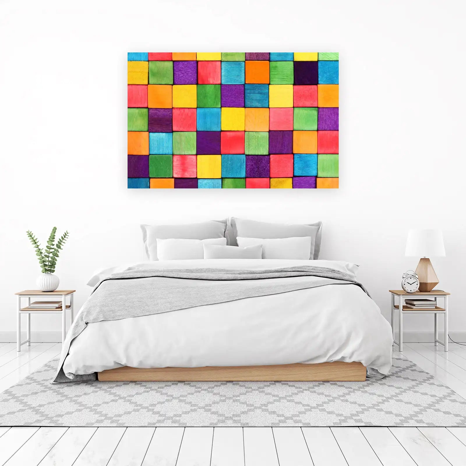 Vibrant Geometric Squares Wall Art
