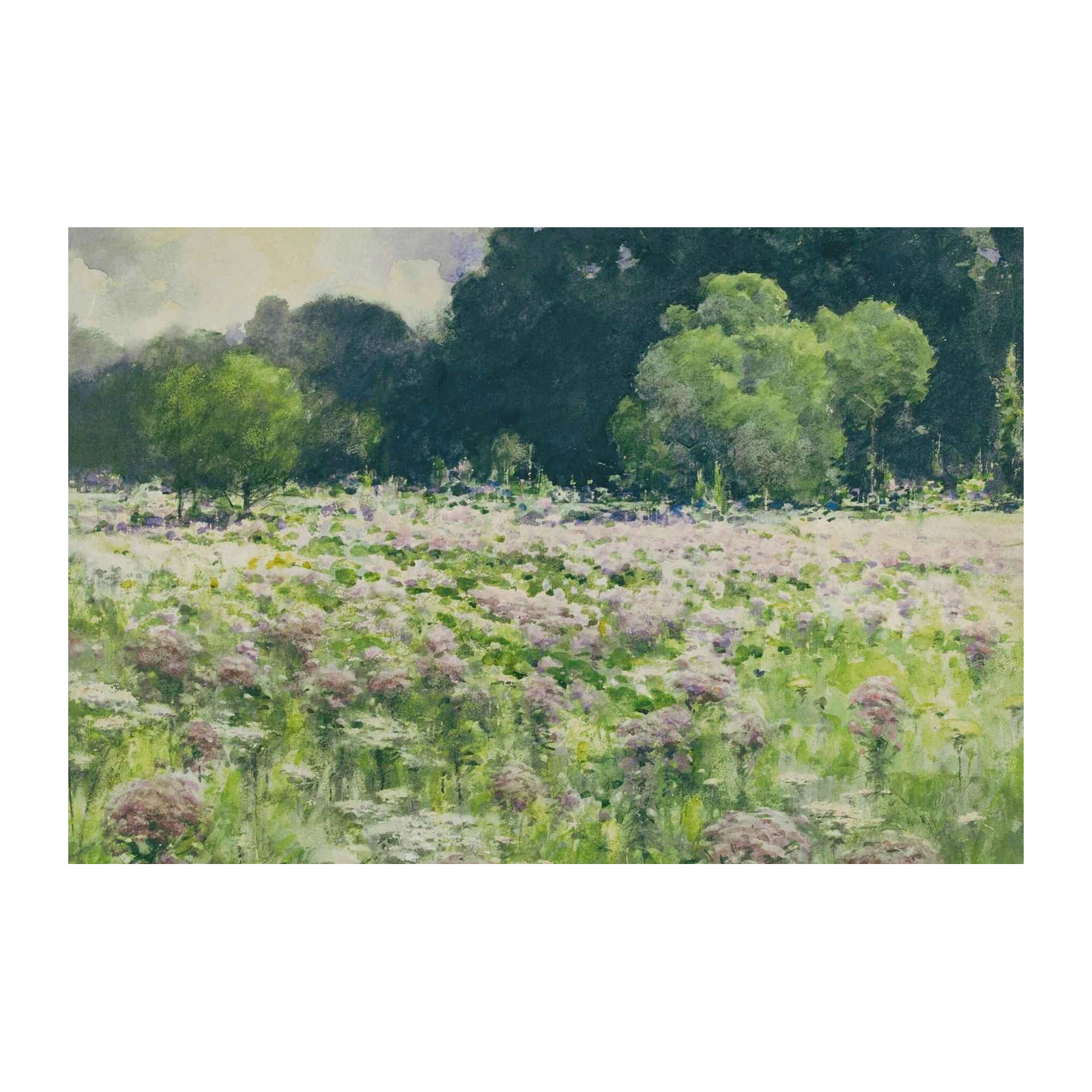 Serene Meadow Floral Landscape Wall Art