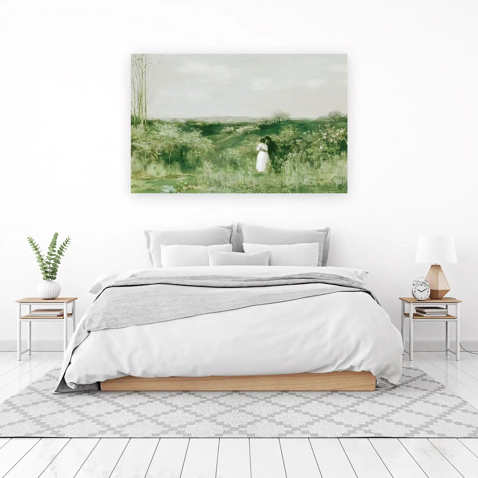 Romantic Meadow Embrace Wall Art - Serene Landscape Art