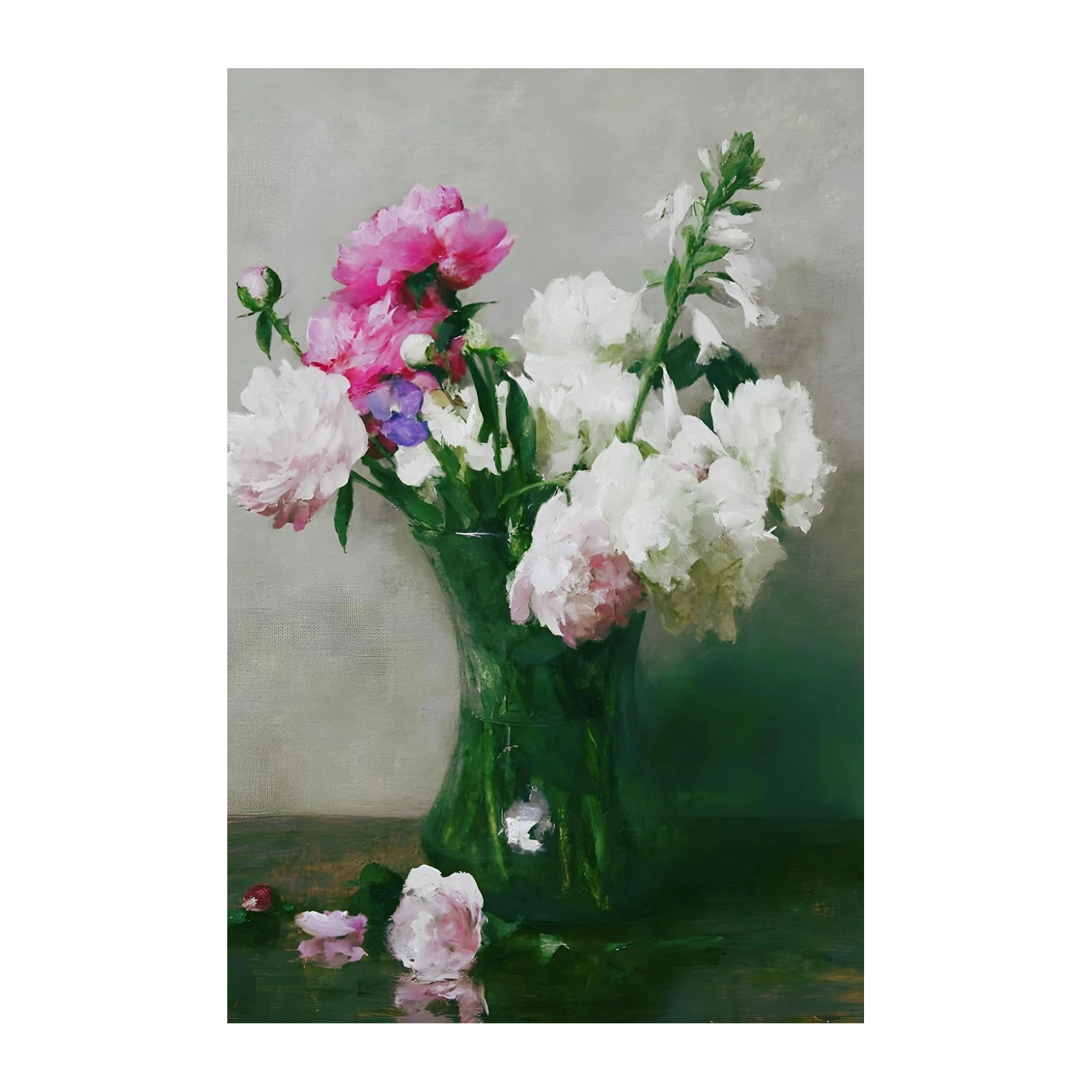 Elegant Peony & Foxglove Still Life Wall Art