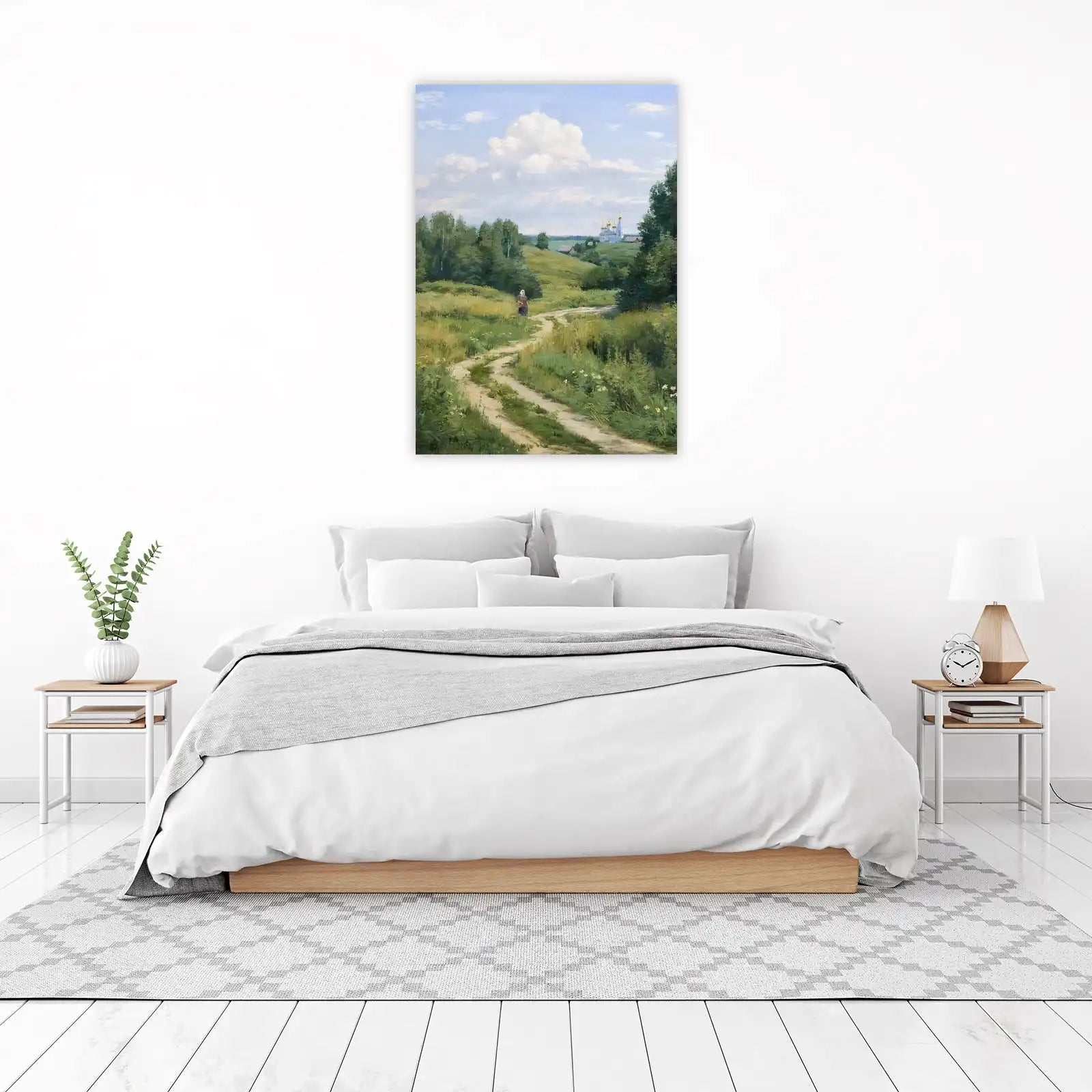 Serene Countryside Path & Church Wall Art