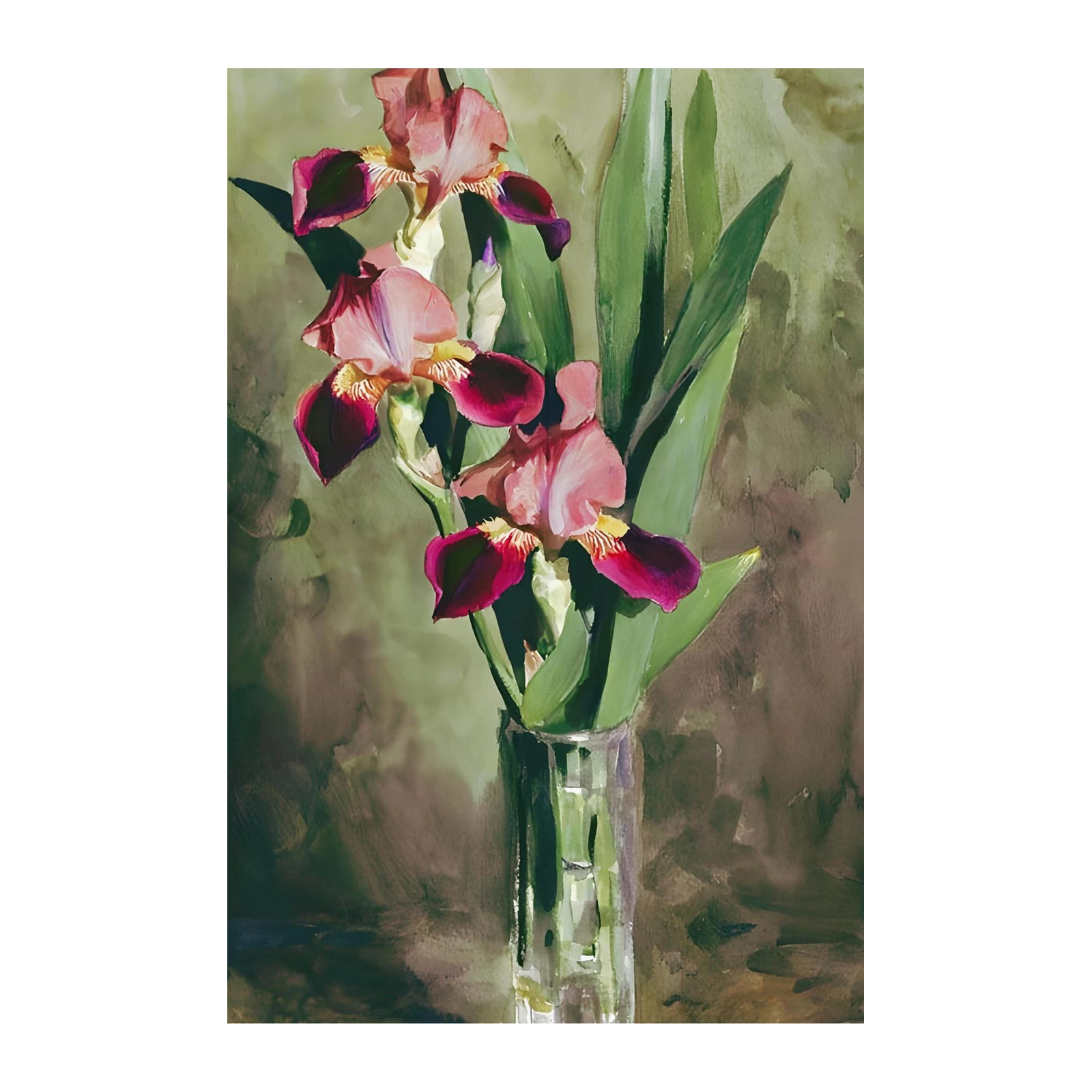 Elegant Iris Bouquet Watercolor Wall Art