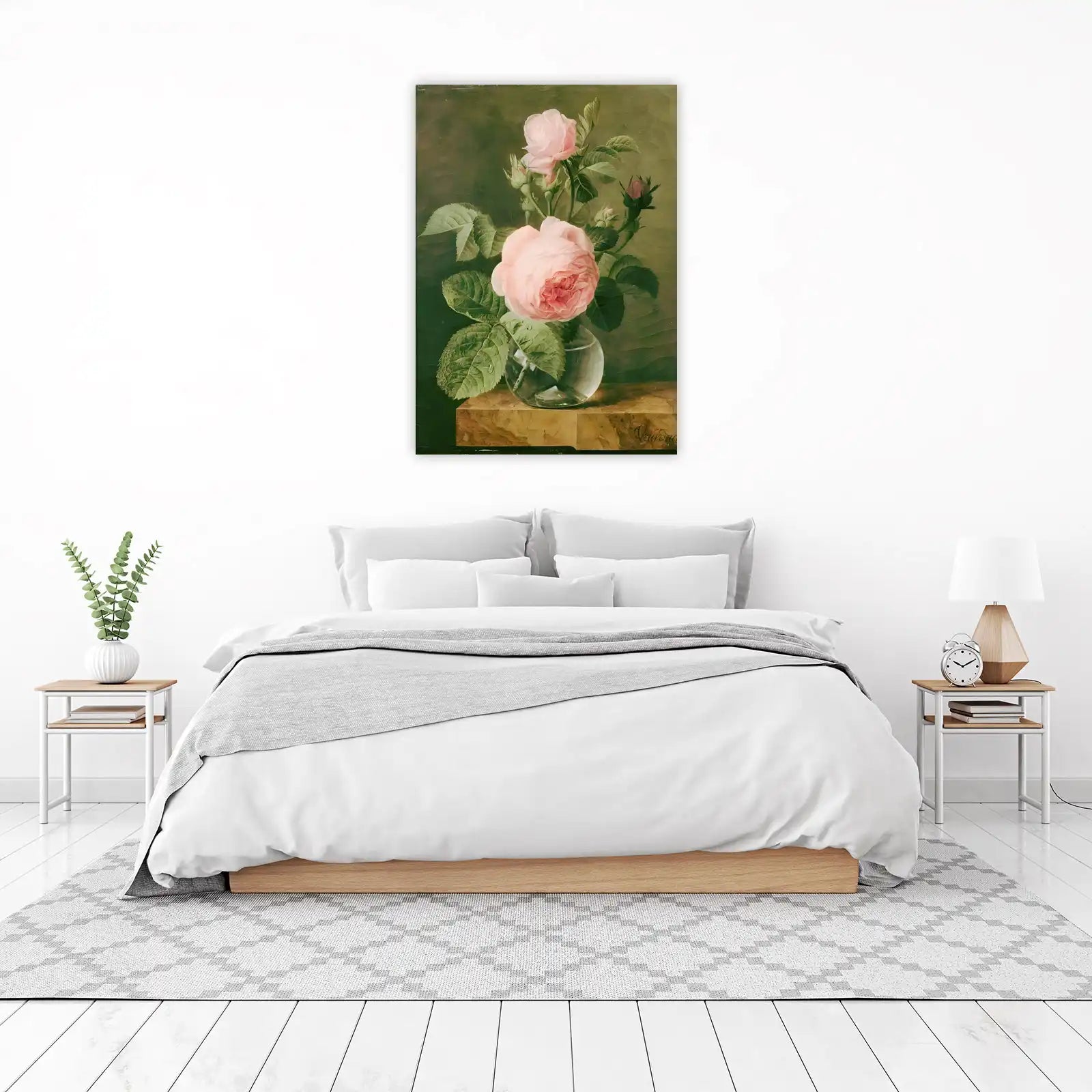 Vintage Pink Rose Still Life Wall Art