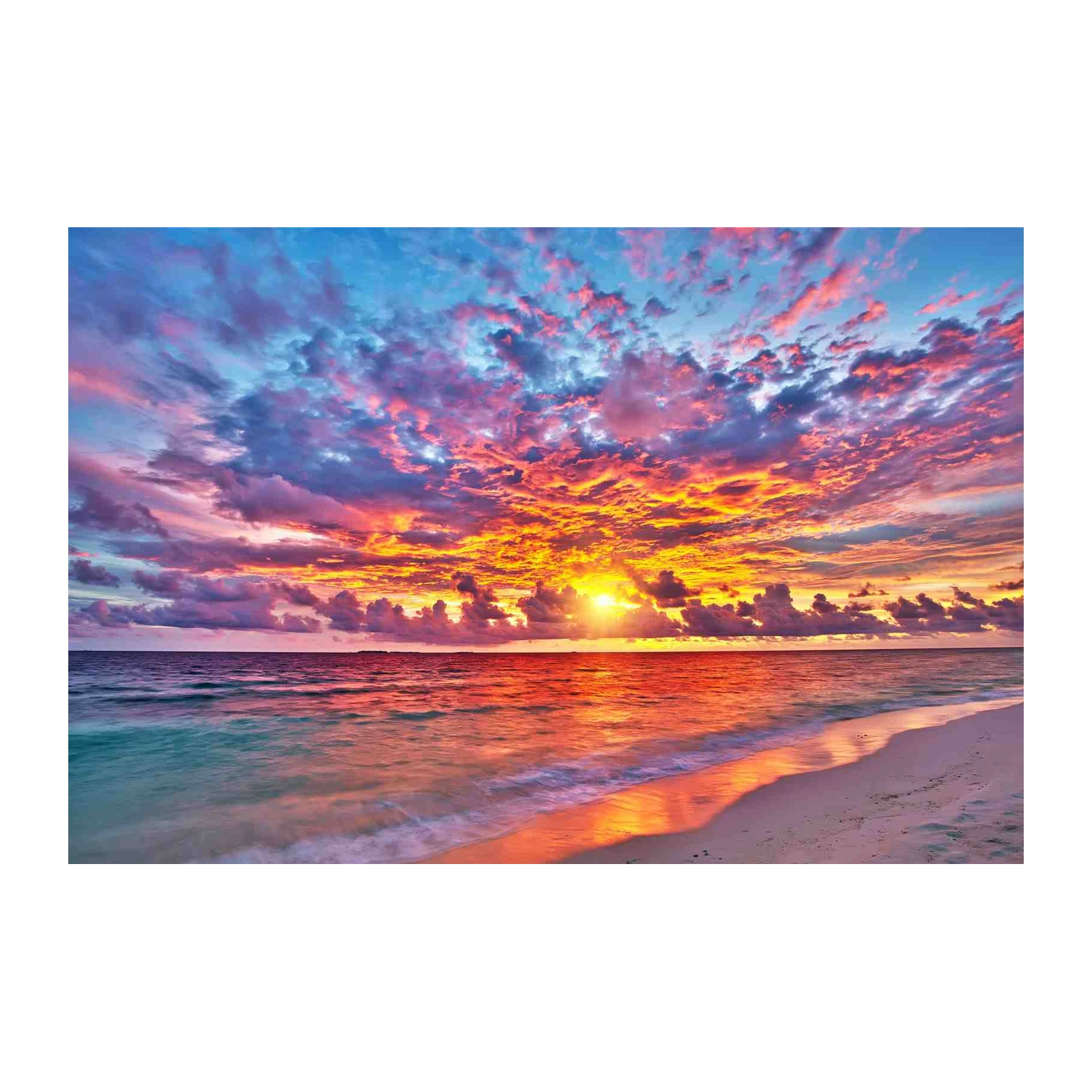 Vibrant Sunset Ocean Beach Wall Art