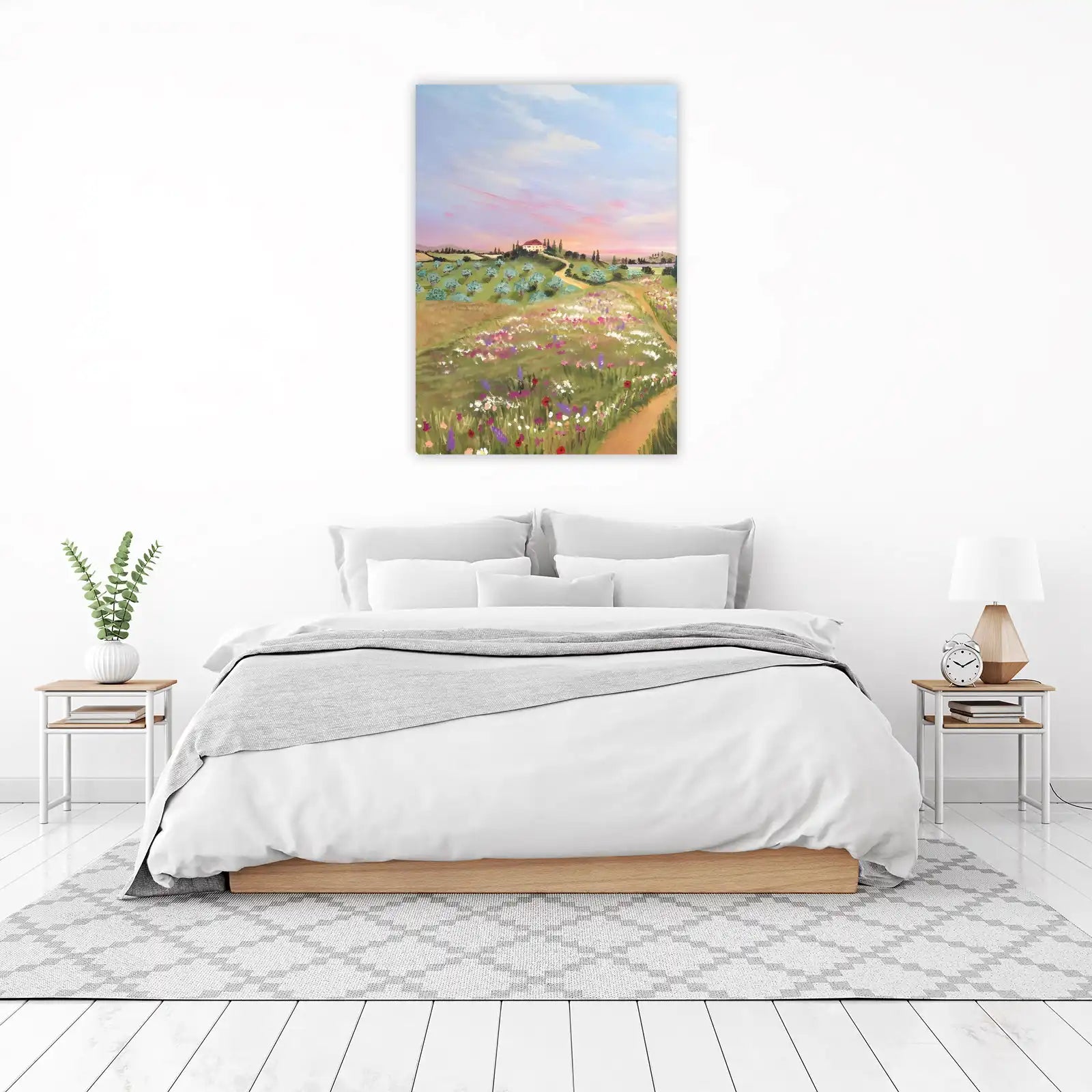 Tuscan Meadow Sunset Landscape Wall Art