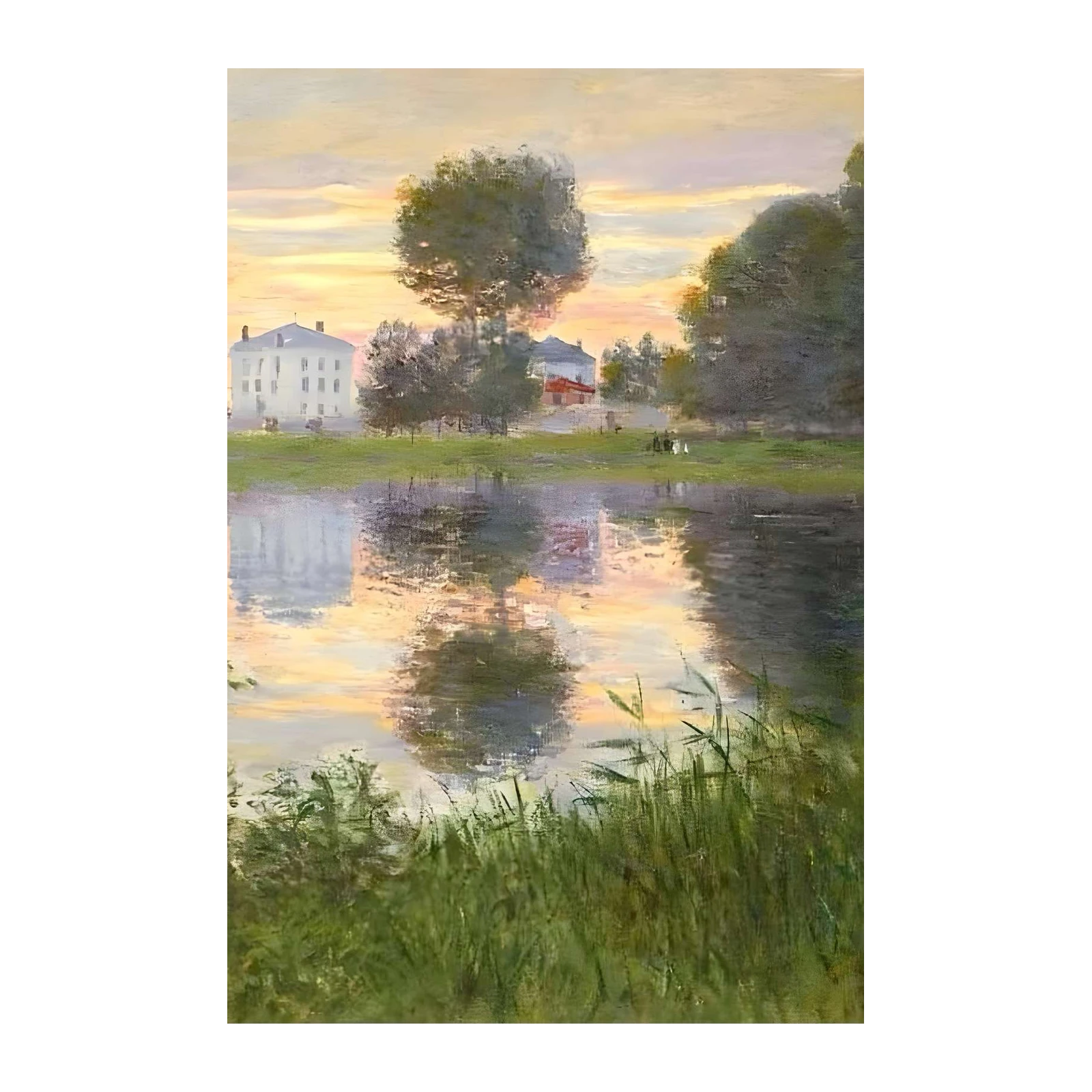 Serene Lakeside Sunset Landscape Wall Art