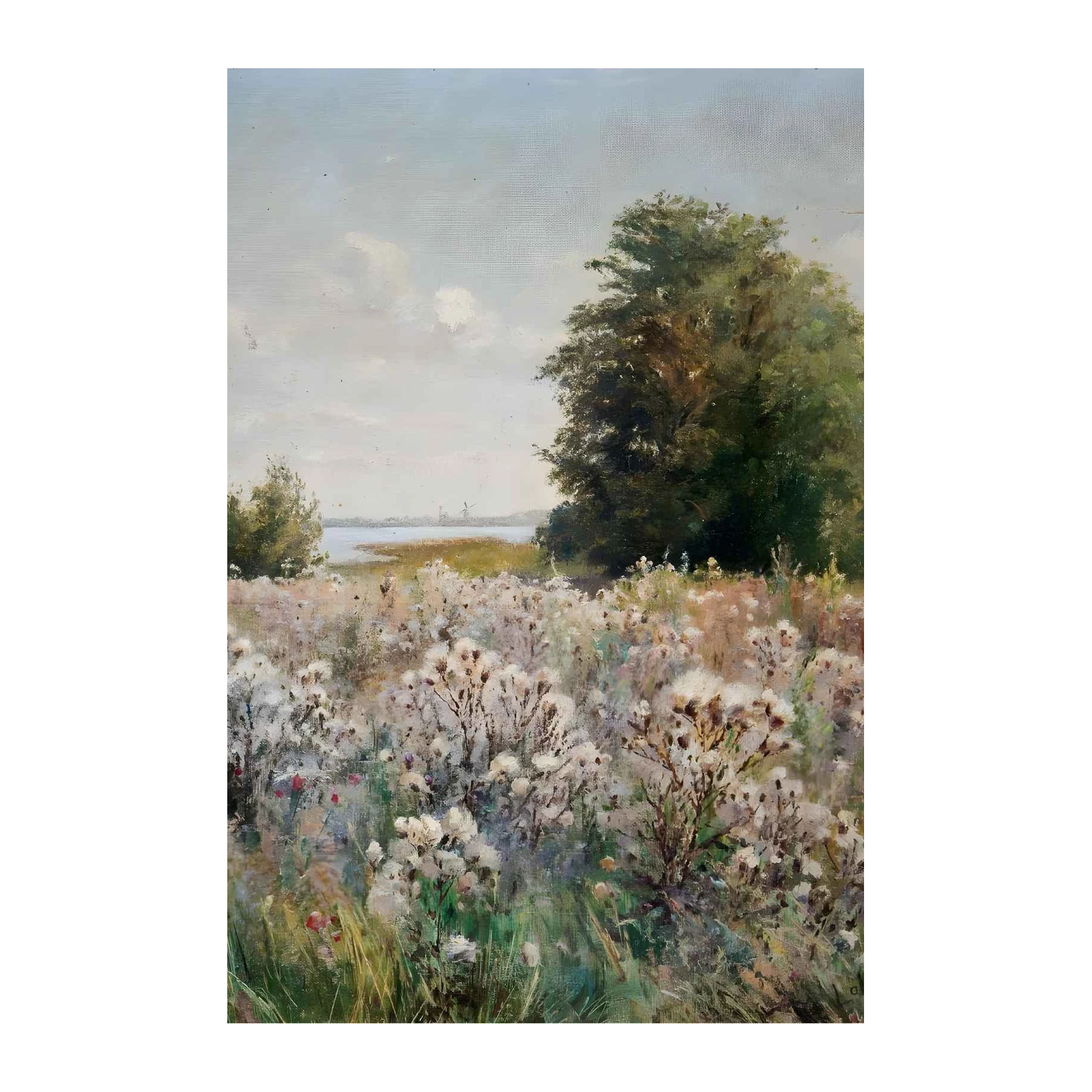 Vintage Meadow Landscape Wall Art