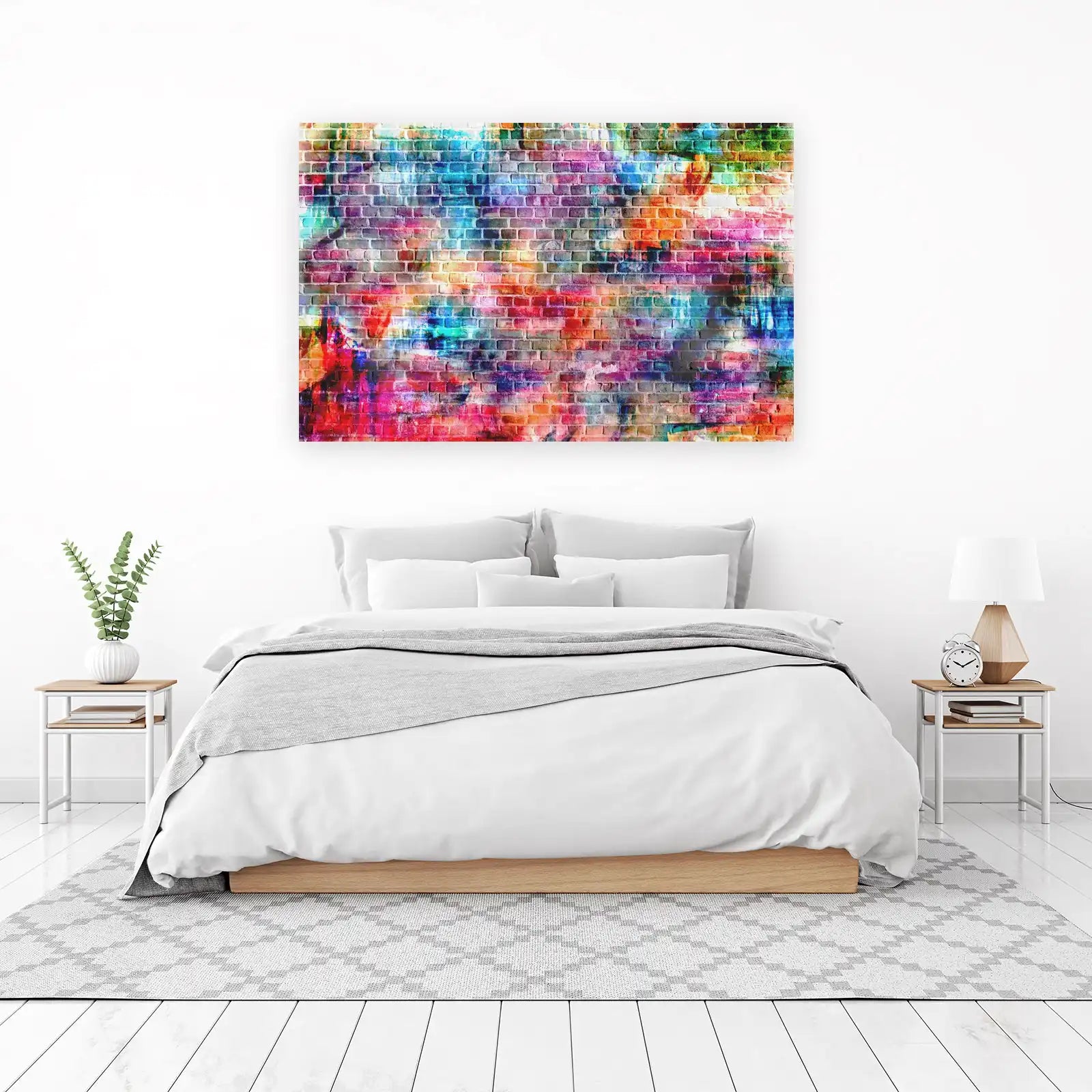 Vibrant Graffiti Brick Wall Wall Art