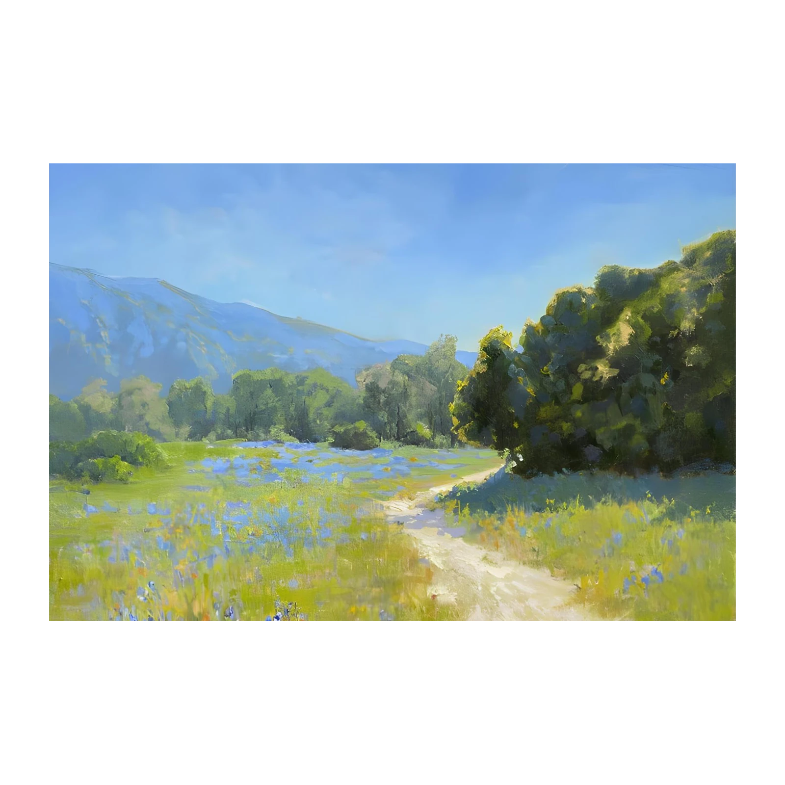 Vibrant Bluebonnet Field Landscape Wall Art