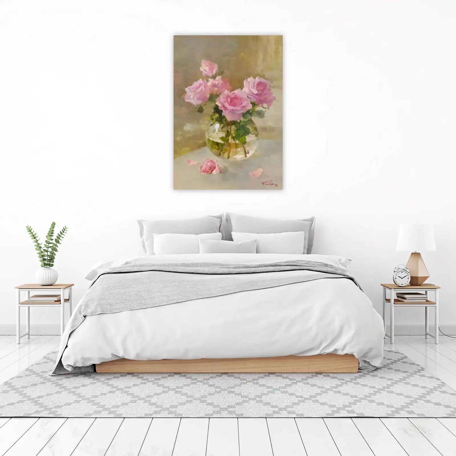 Elegant Pink Roses Still Life Wall Art