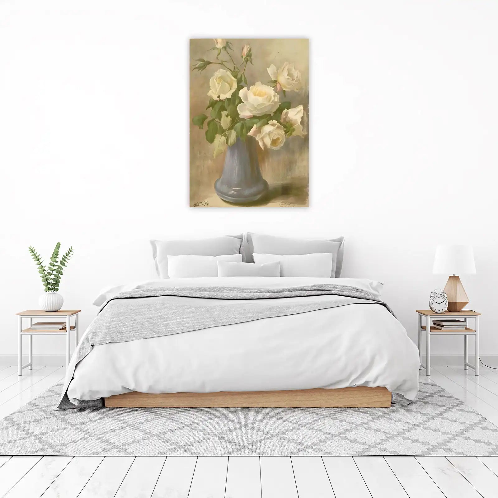 Elegant White Roses Still Life Wall Art