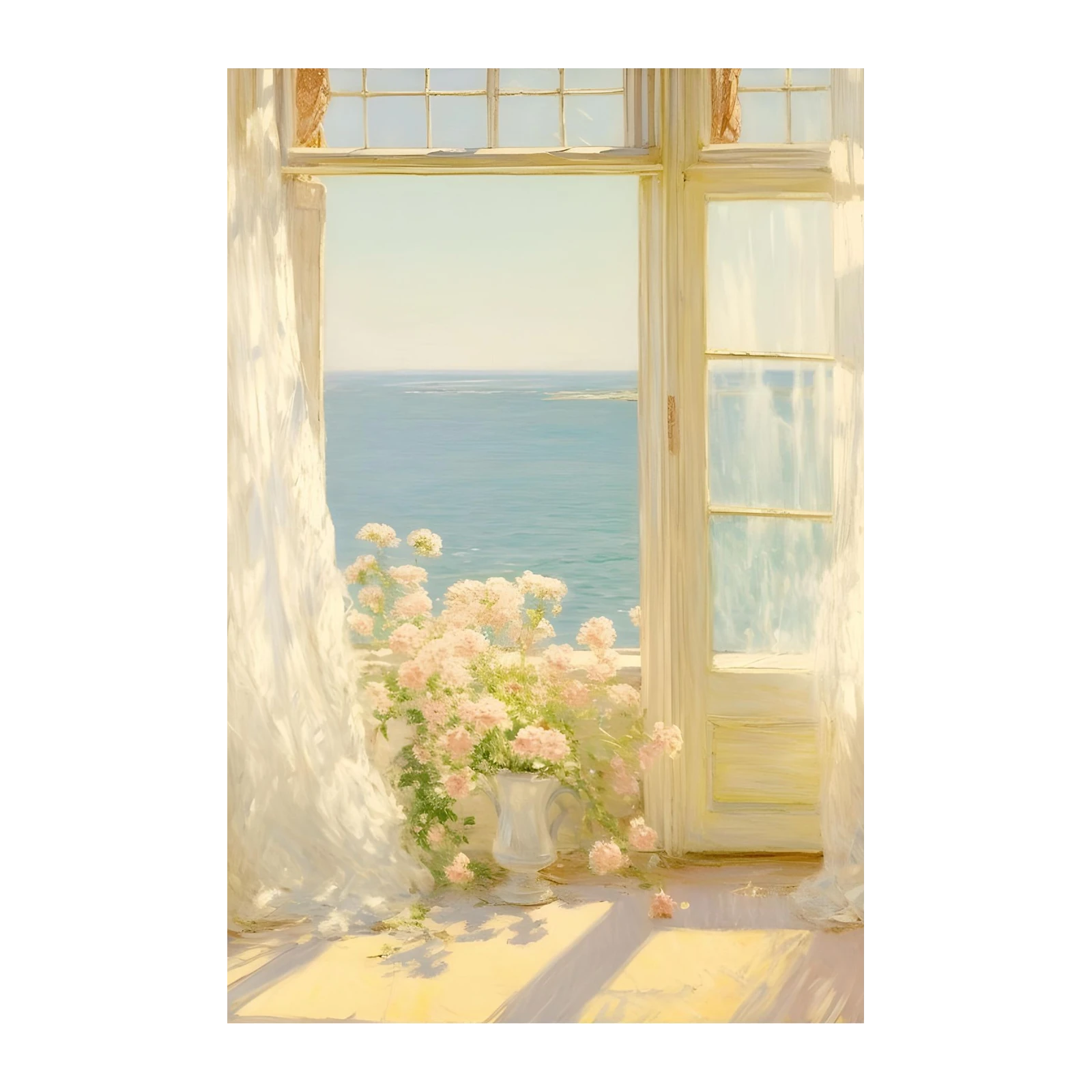 Coastal Serenity Floral Window Wall Art
